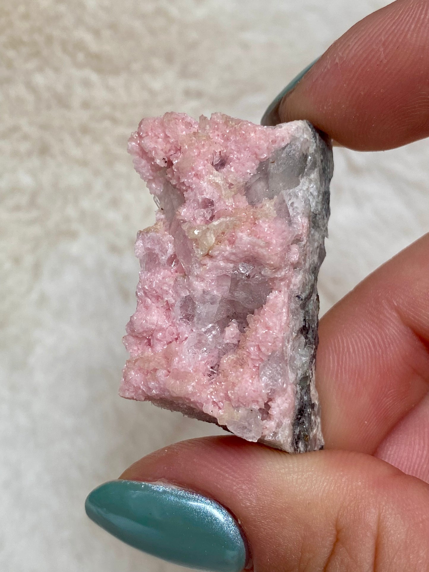 Bulgarian Rhodochrosite with Stilbite, Pyrite and Quartz inclusions