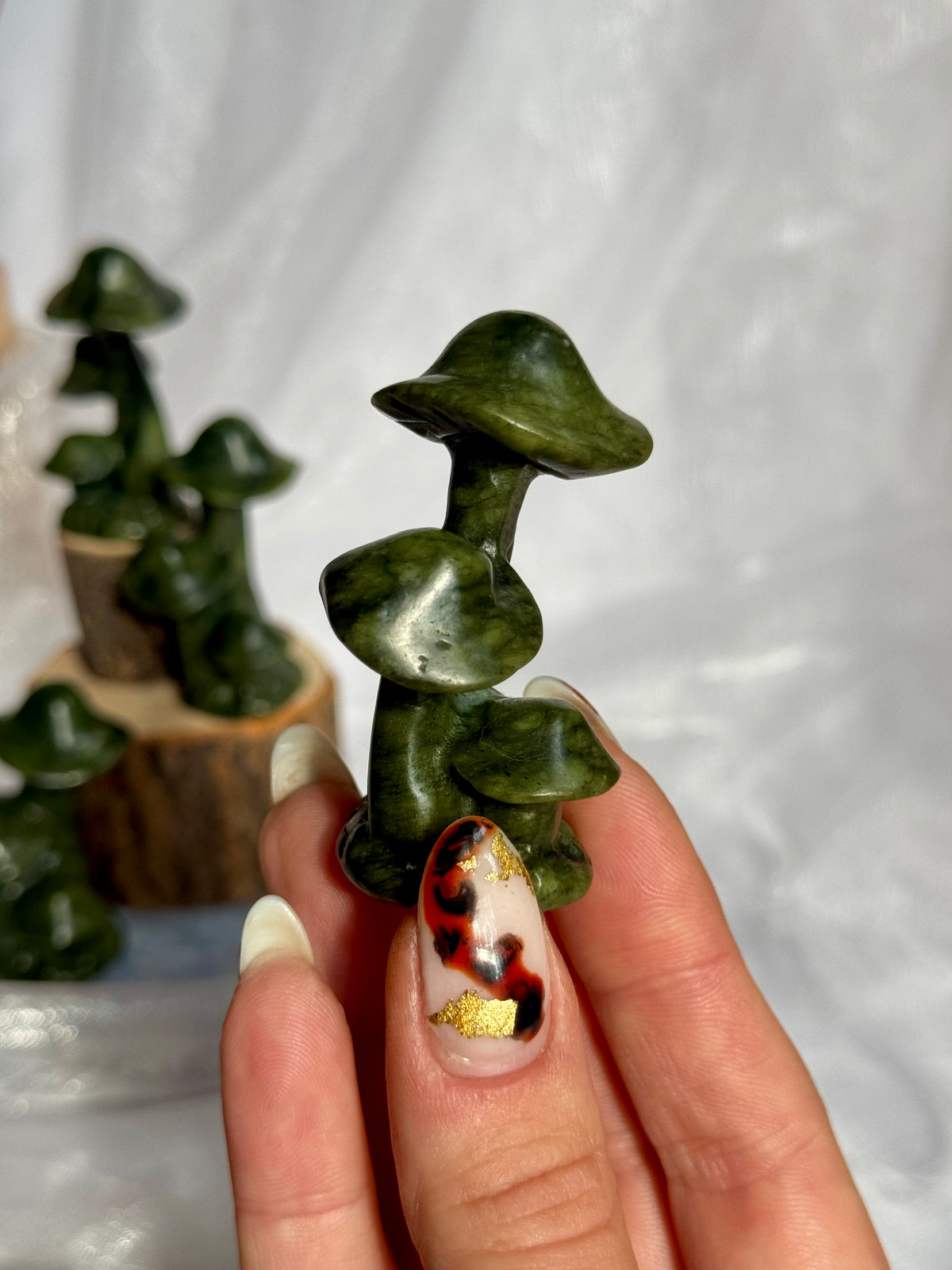 Green Jade whimsical mushrooms
