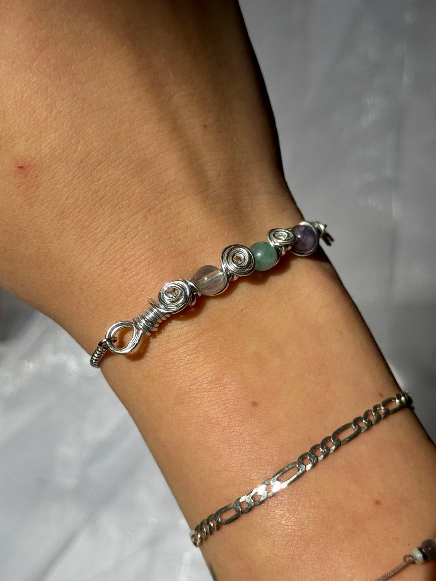 Wire wrapped Fluorite Adjustable Bracelet