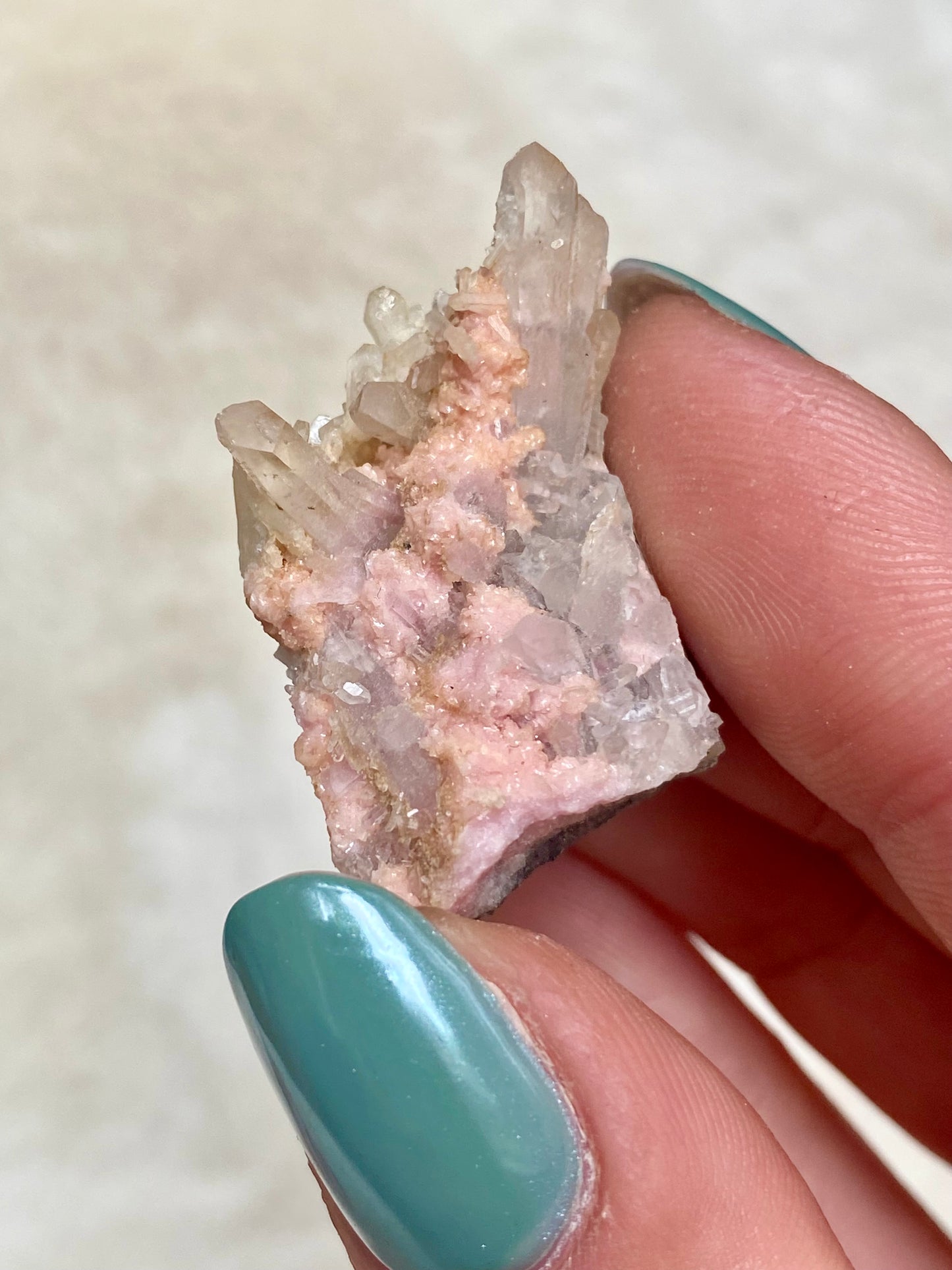 Bulgarian Rhodochrosite with Stilbite, Pyrite and Quartz inclusions