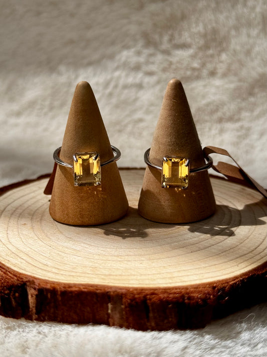 Citrine adjustable rings in Silver 925