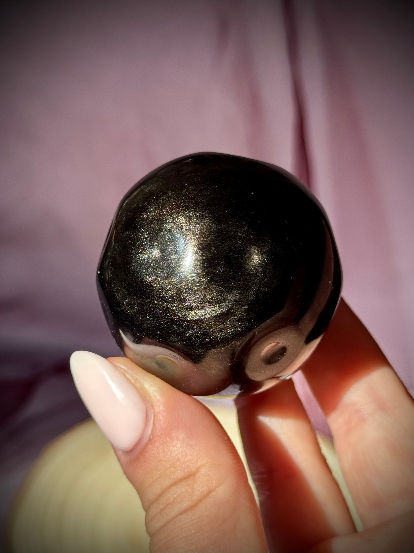 Silver Sheen Obsidian Full Moon Spheres