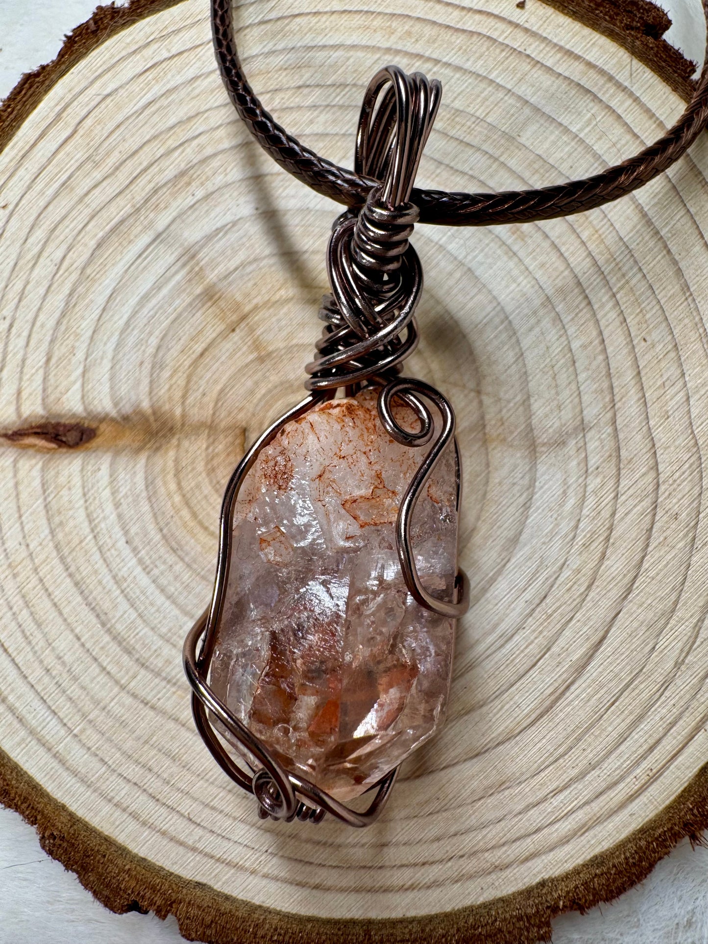 Wire wrapped Petroleum Quartz pendant