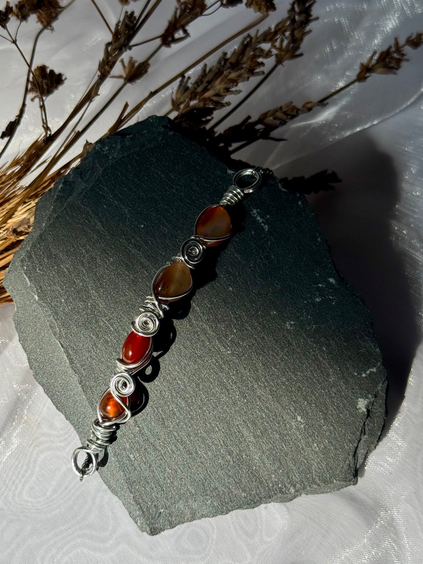 Wire wrapped Carnelian Bracelet and pendants set
