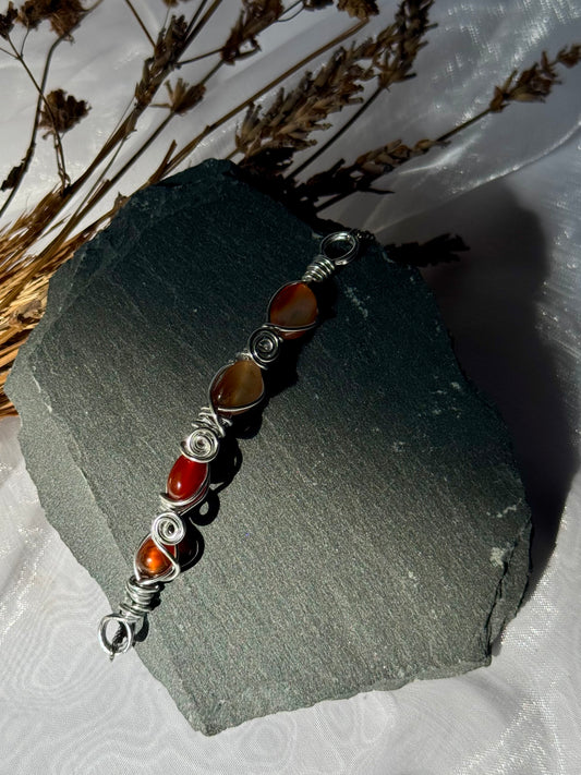 Wire wrapped Carnelian Bracelet and pendants set