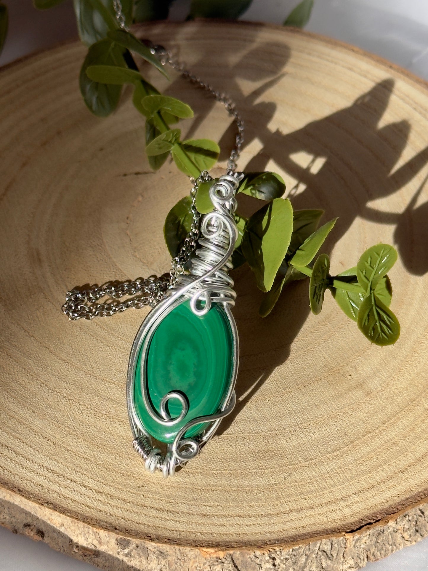 Wire wrapped Malachite pendant