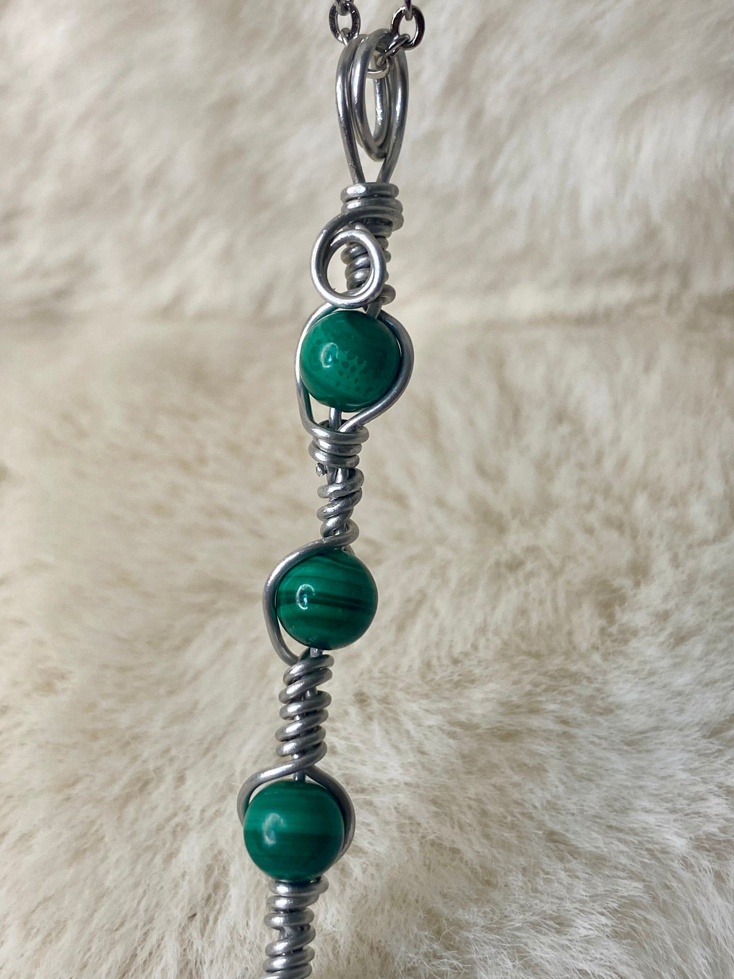 Wire wrapped Malachite pendant