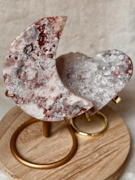 Pink Amethyst Moon and Heart set