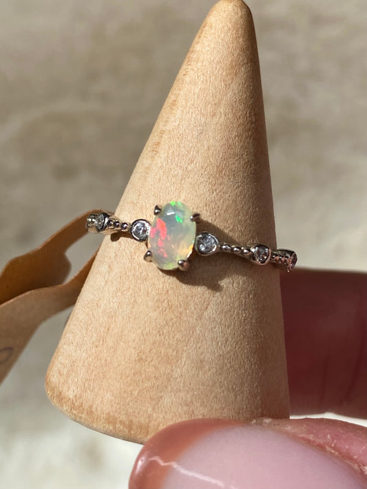 Ethiopian Opal adjustable ring in Silver 925 (B)