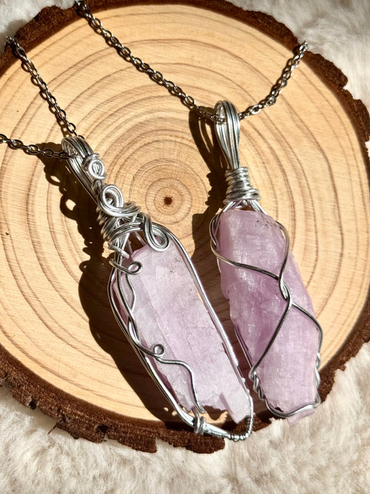Wire-Wrapped Kunzite pendants