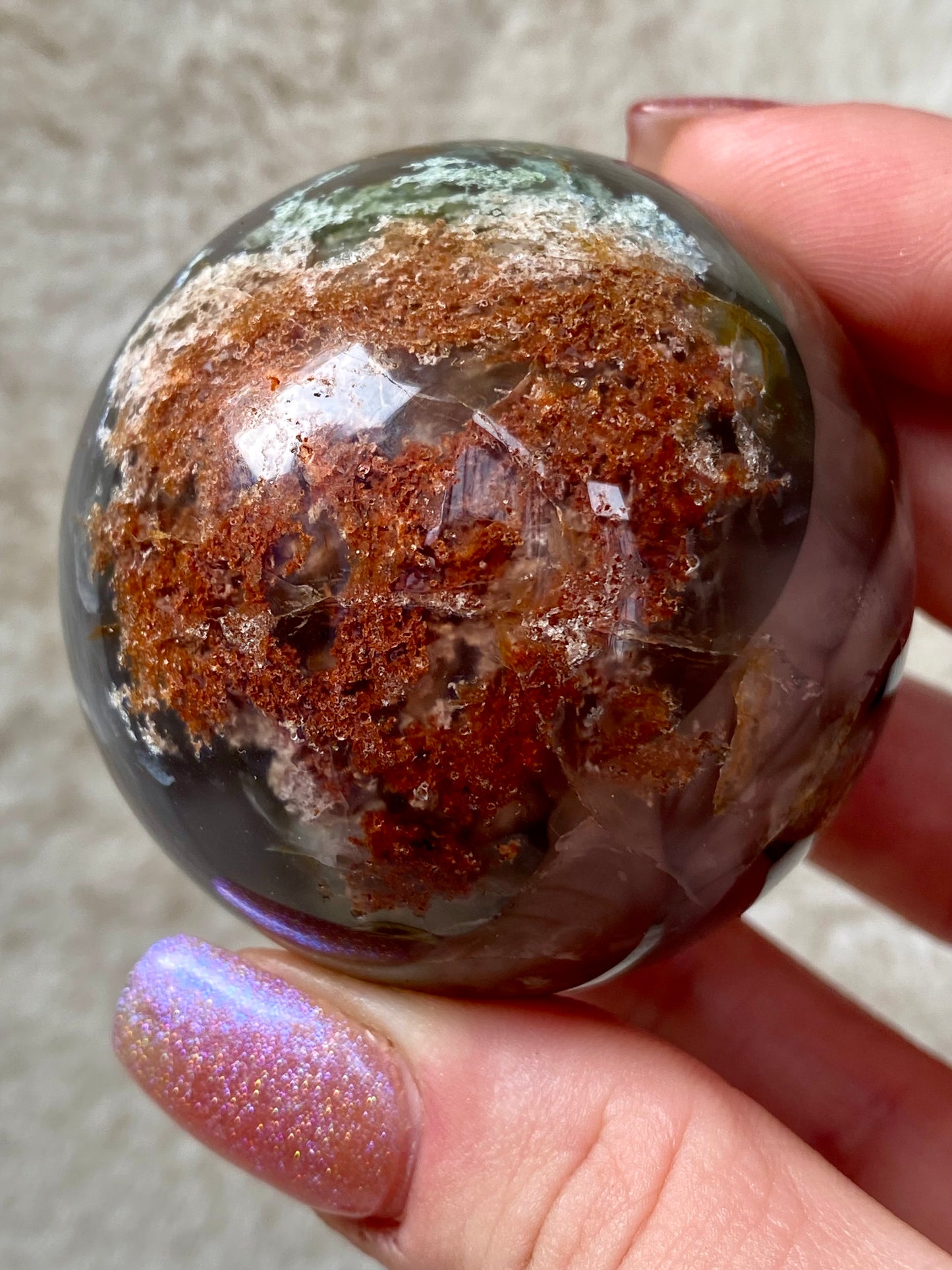 Red Moss Agate spheres