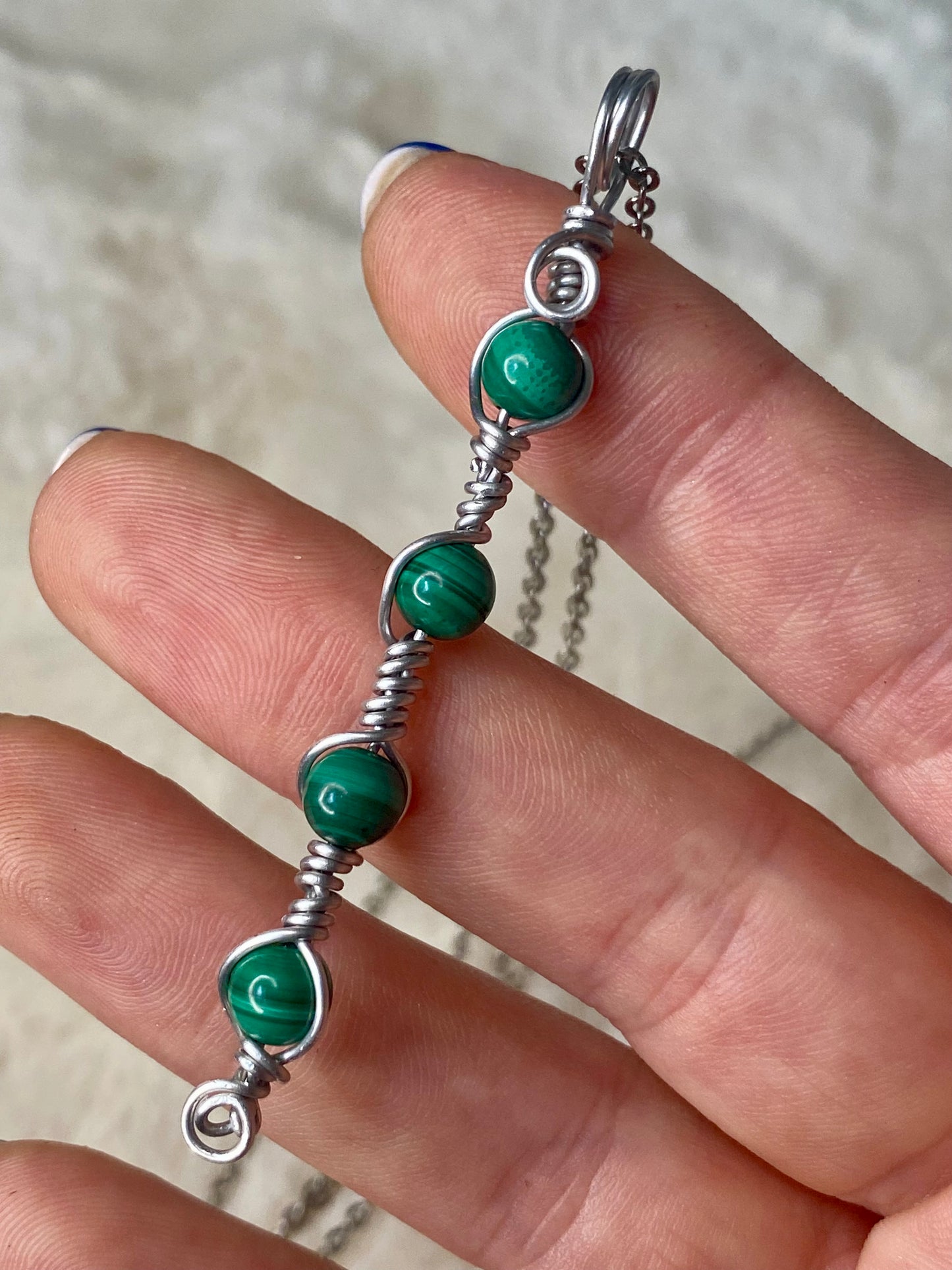 Wire wrapped Malachite pendant