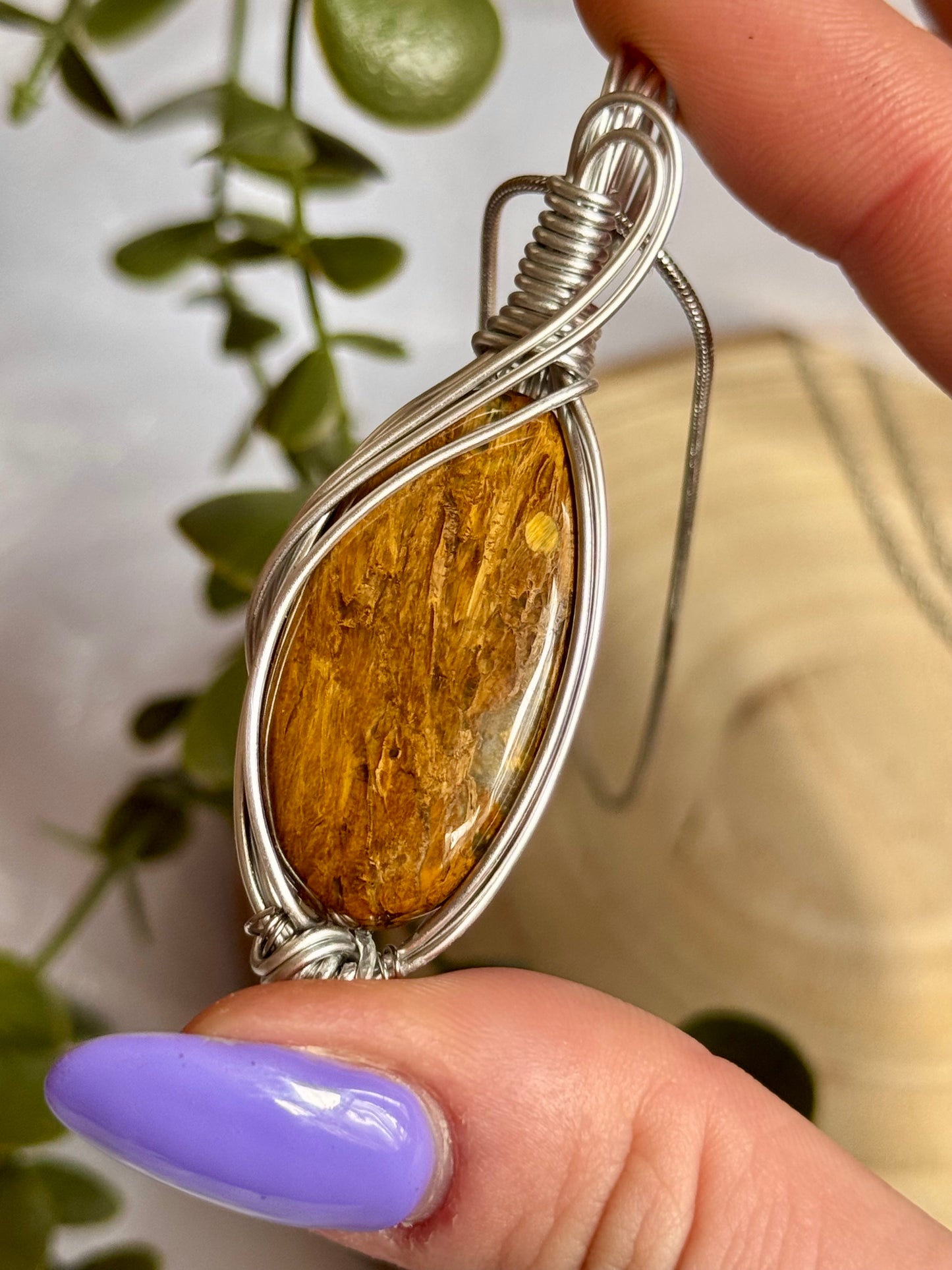 Wire wrapped Pietersite pendants