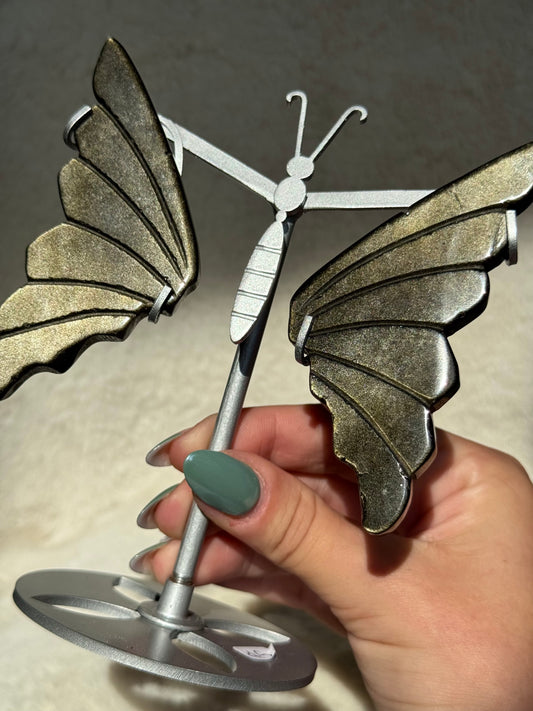 Golden Sheen Obsidian flashy Butterfly Wings with stand