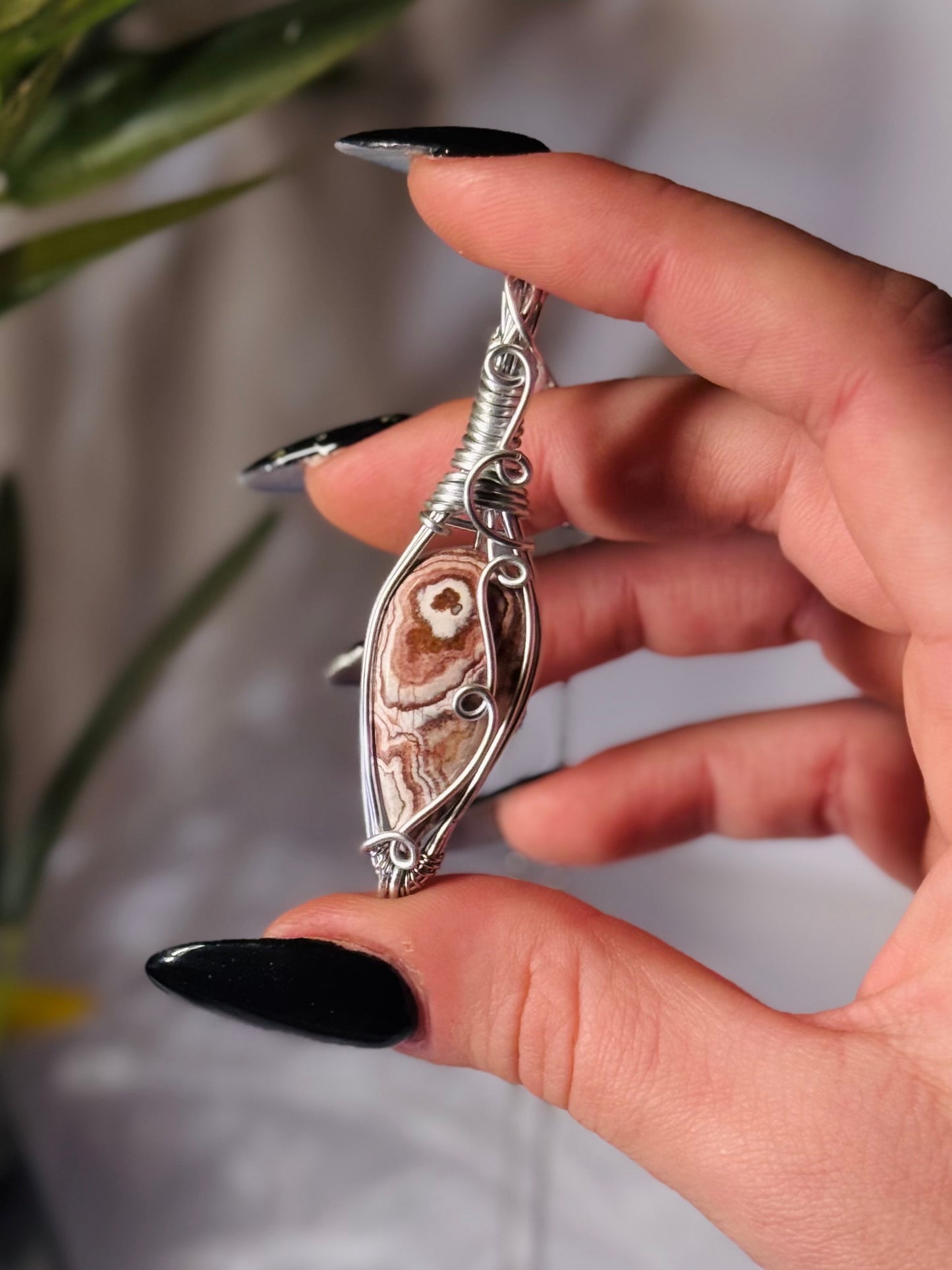 Pink Crazy Lace Agate - Wire wrapped pendants