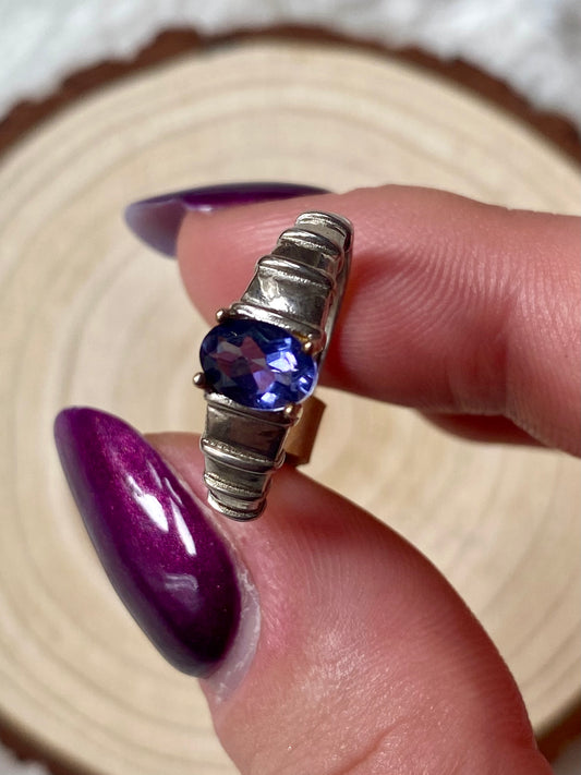 Sapphire adjustable vintage ring in Silver 925