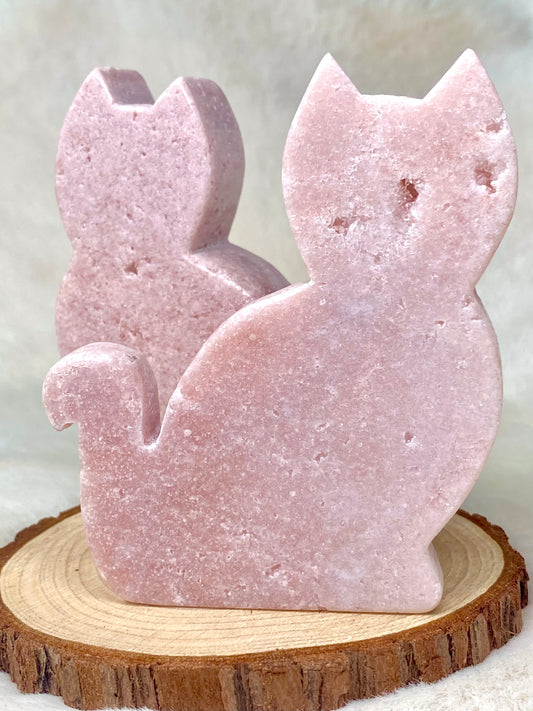 Pink Amethyst Druzy Cat carvings