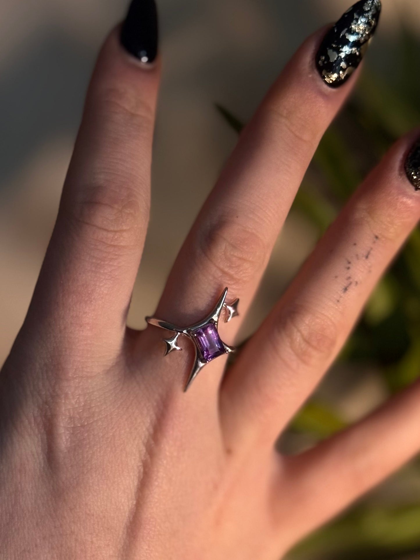 Amethyst adjustable rings in Silver 925