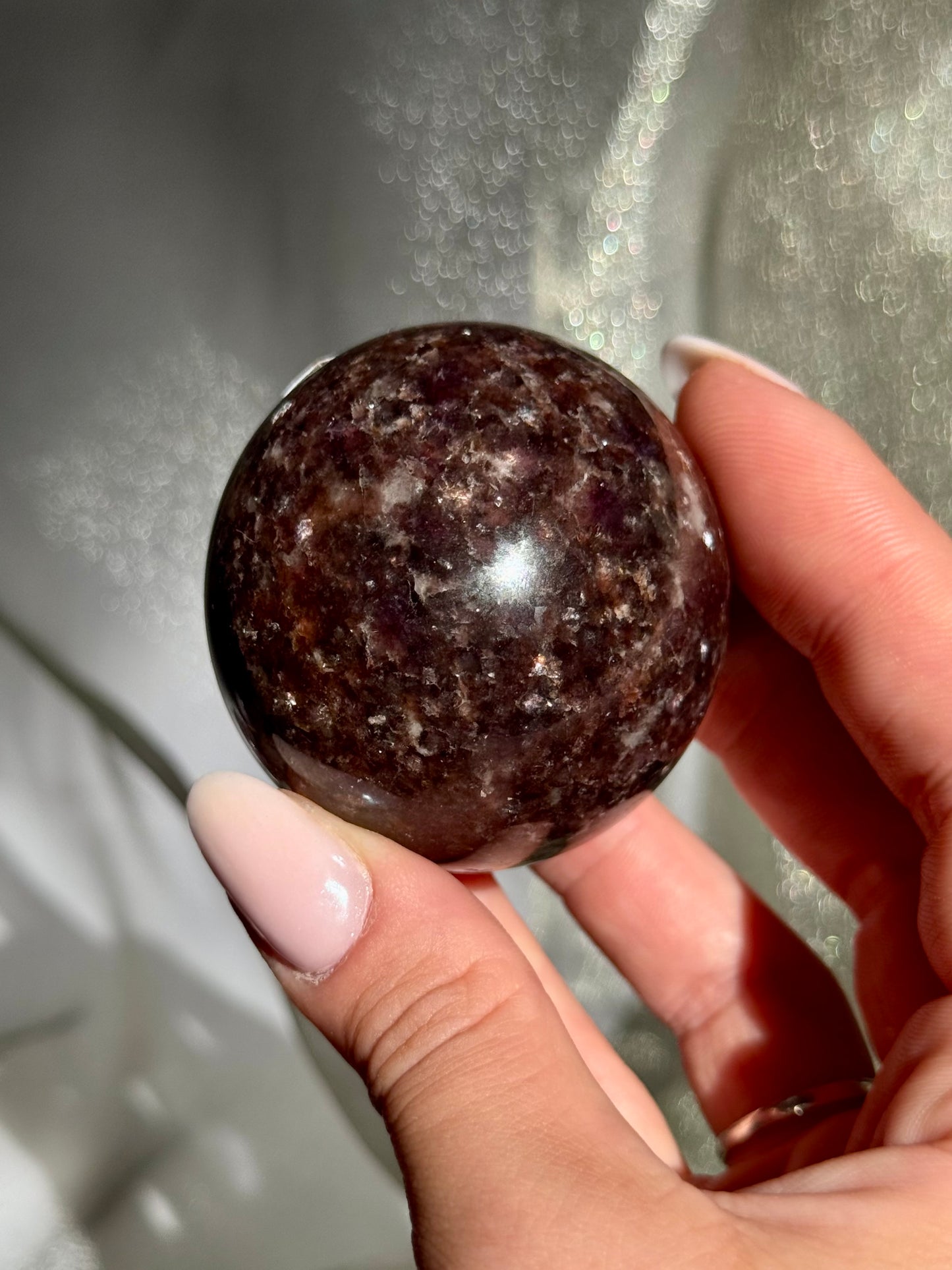 Sparkly Lepidolite spheres