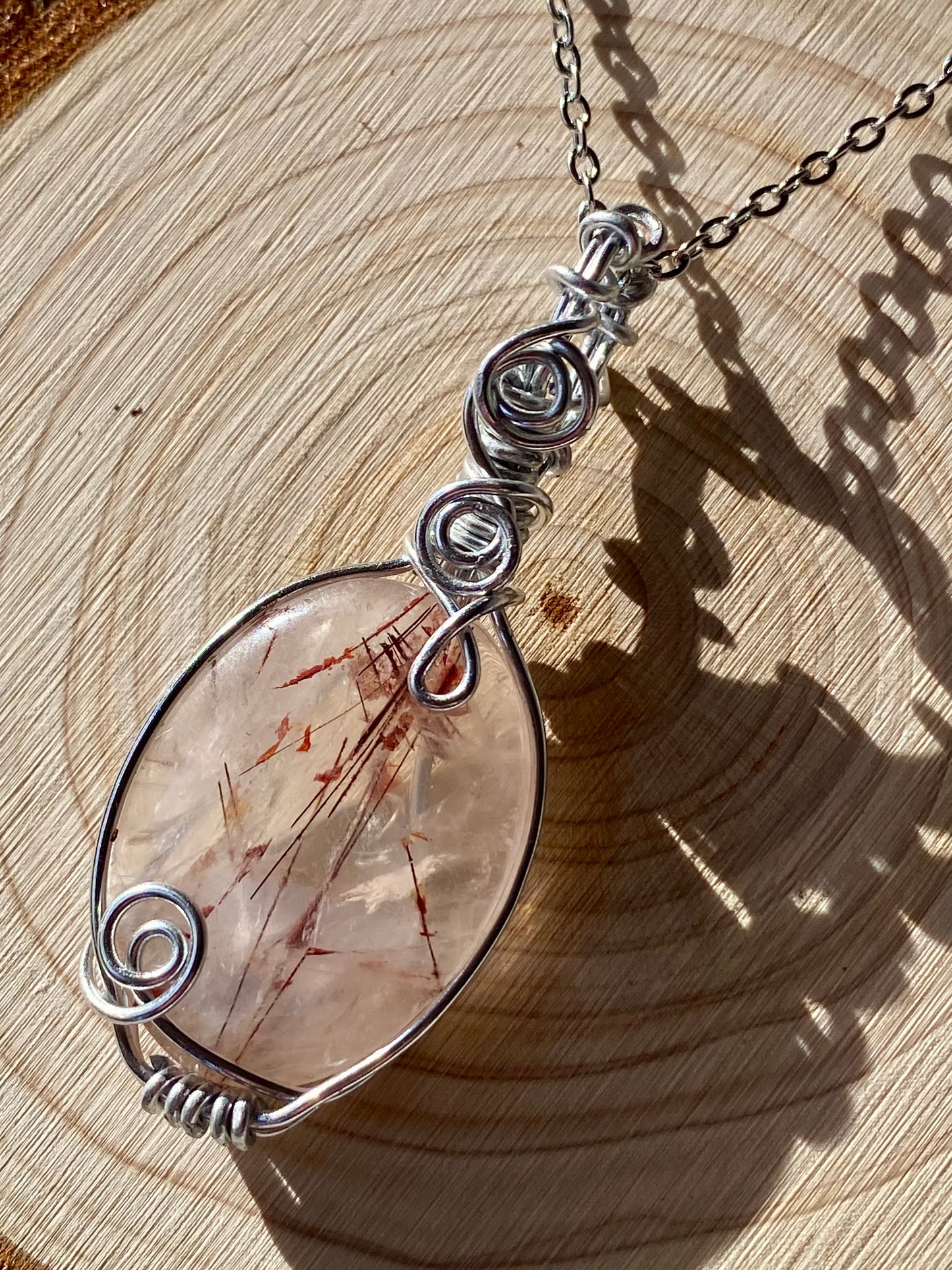 Wire wrapped Copper Rutile Quartz pendants