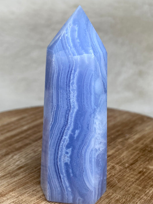 Blue Lace Agate tower from Namibia