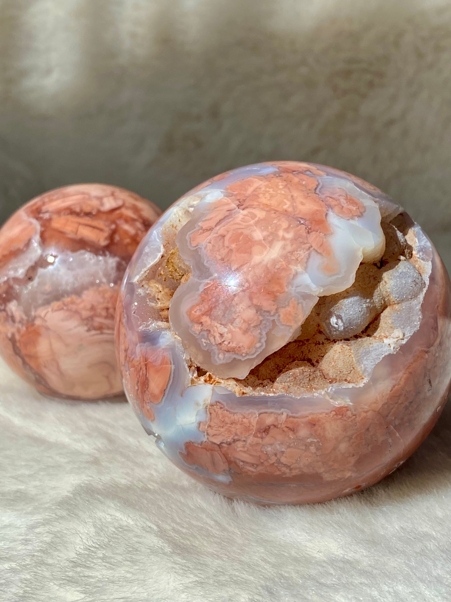 Cotton Candy/ Pink Agate Druzy spheres