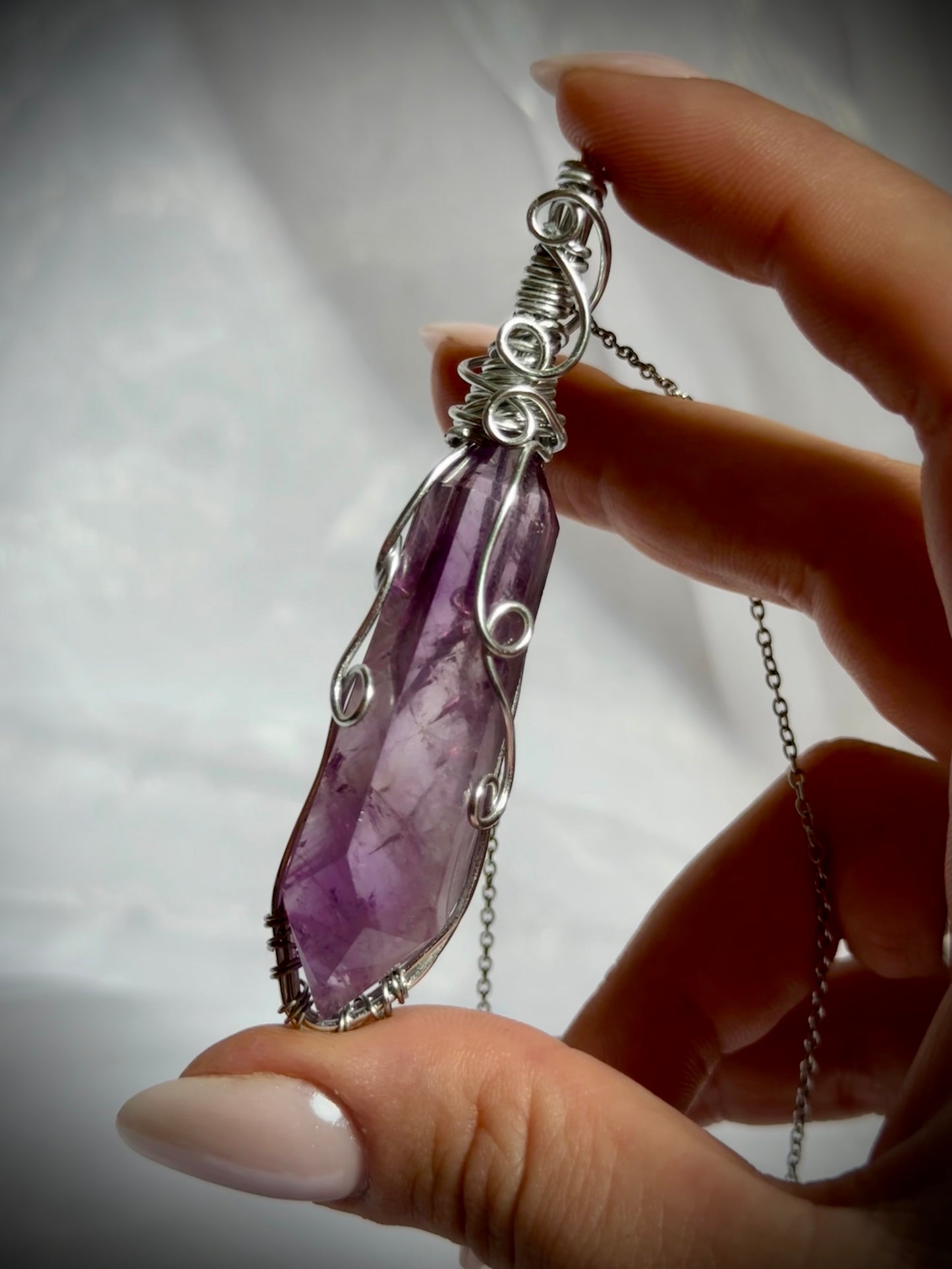 Wire wrapped Amethyst DTs pendant