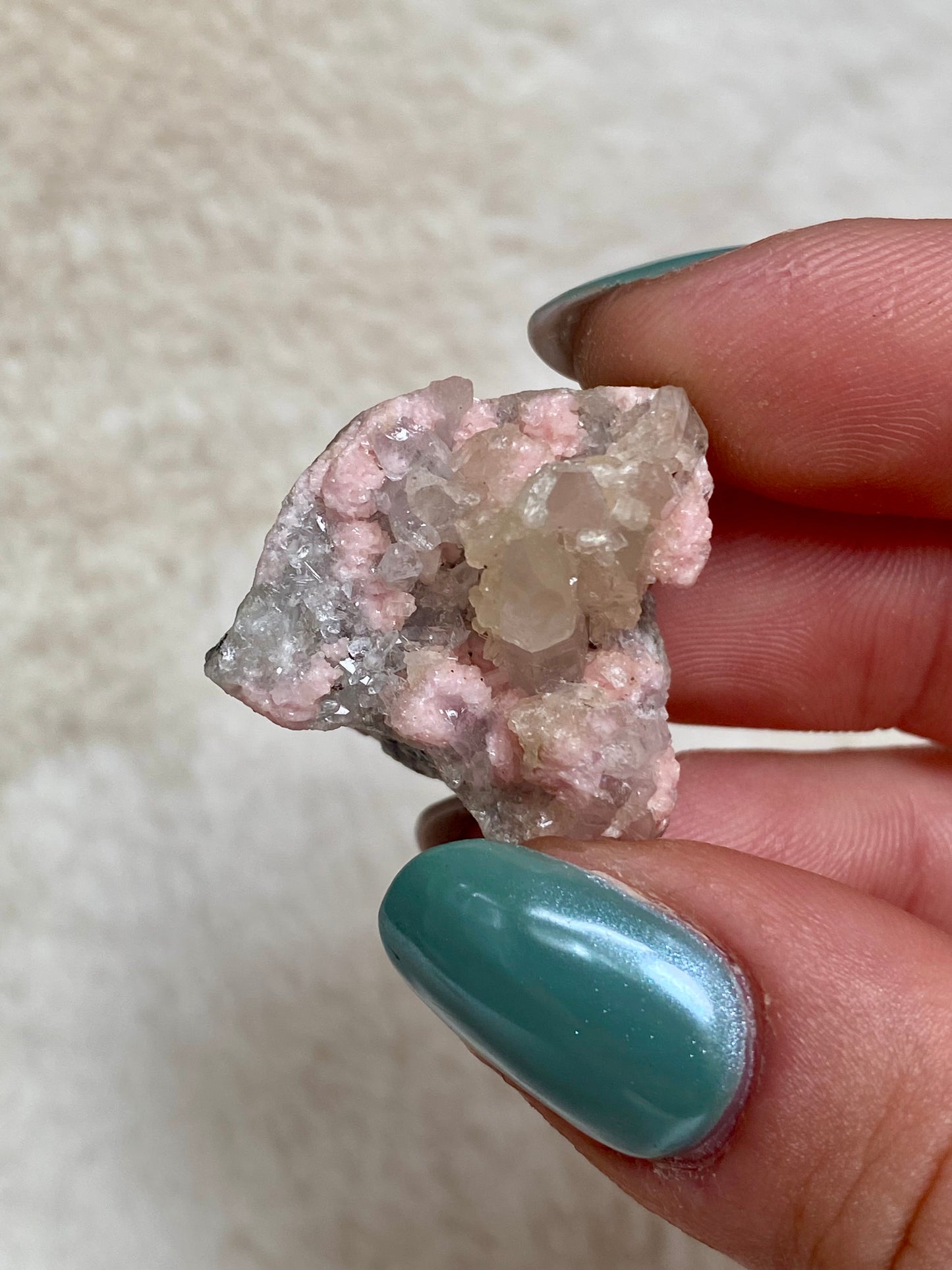 Bulgarian Rhodochrosite with Stilbite, Pyrite and Quartz inclusions