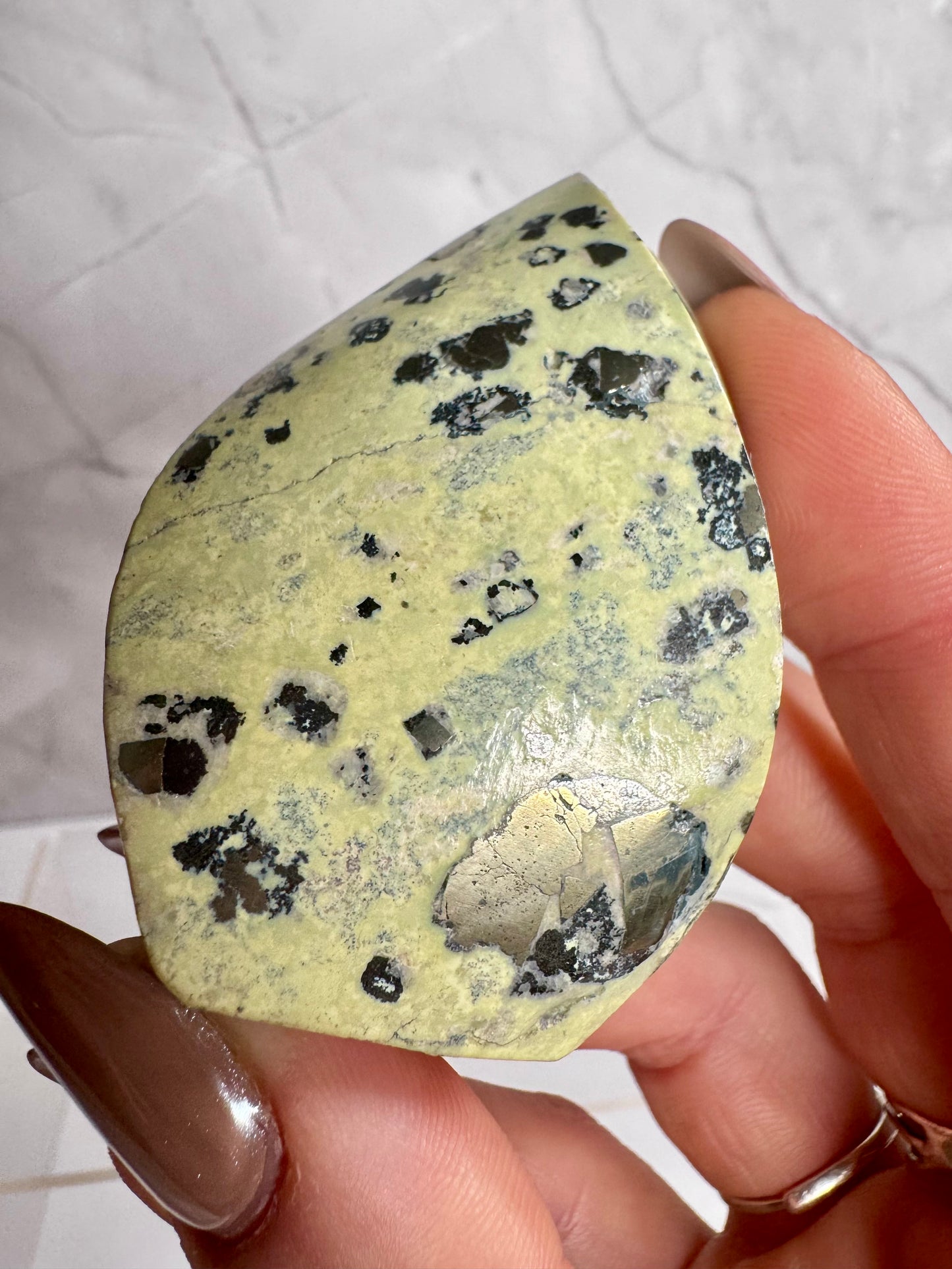 Pyrite in Serpentine | Flames from Peru