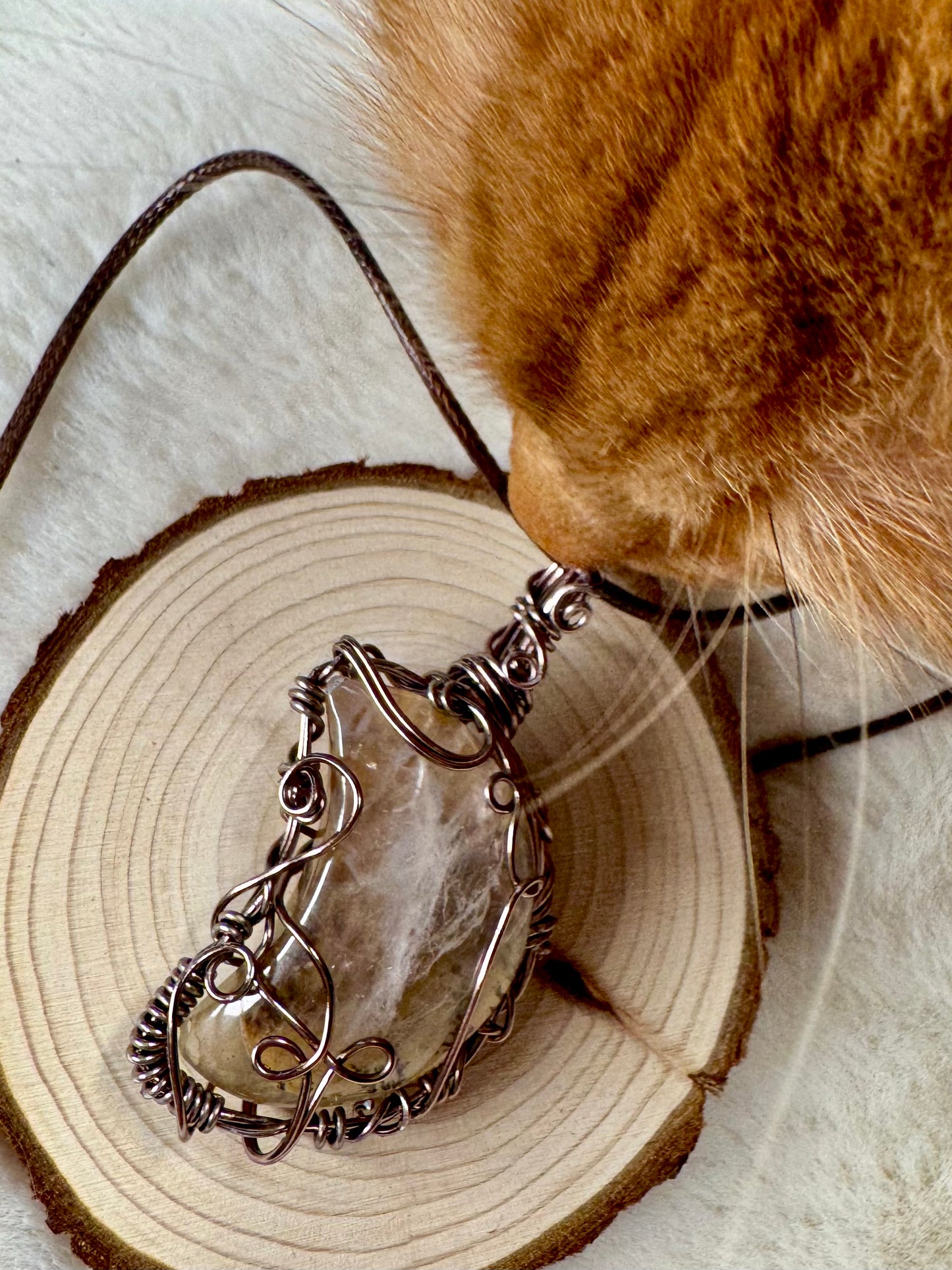 Wire wrapped Dendritic Agate Moon pendant