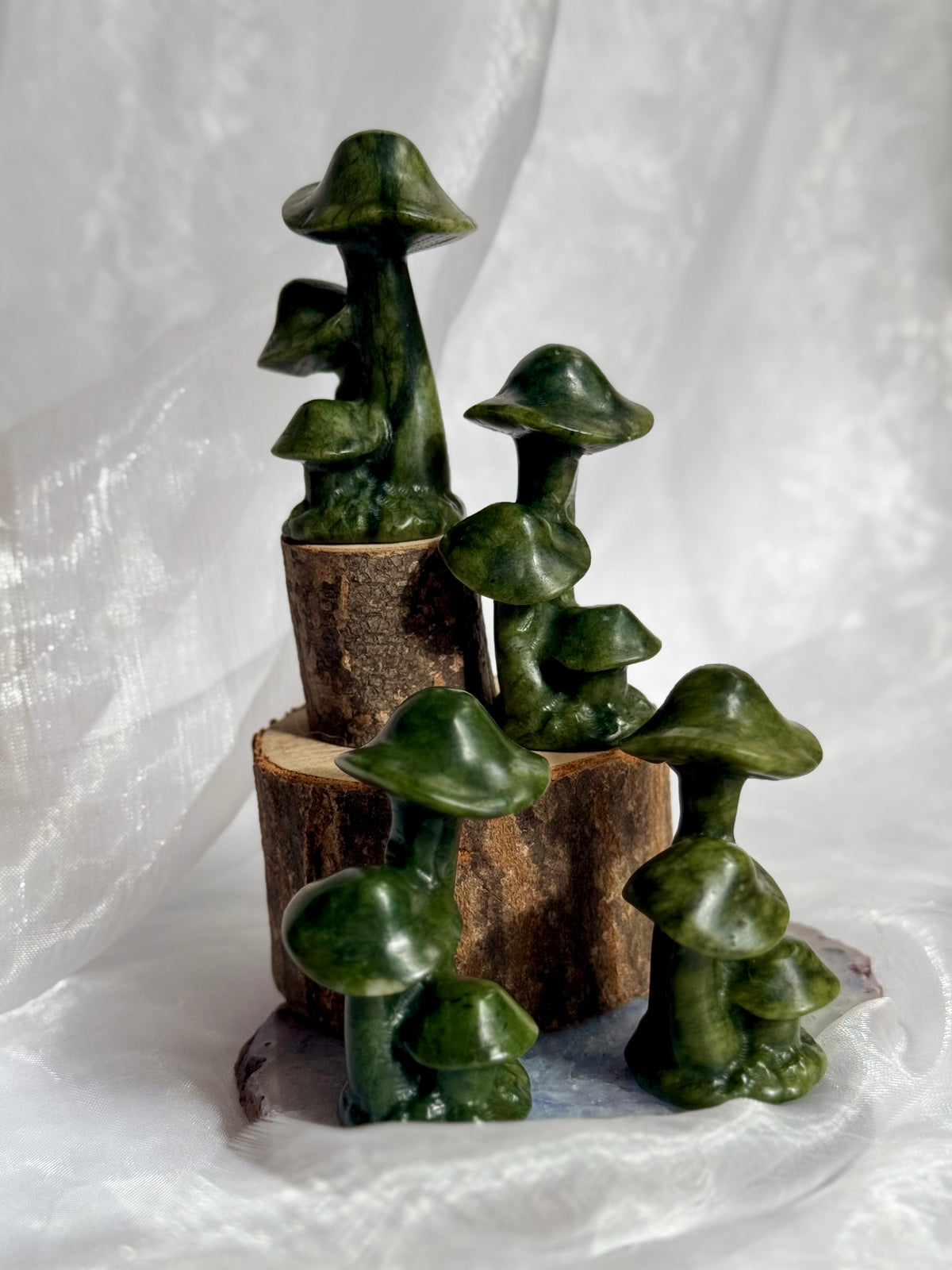 Green Jade whimsical mushrooms