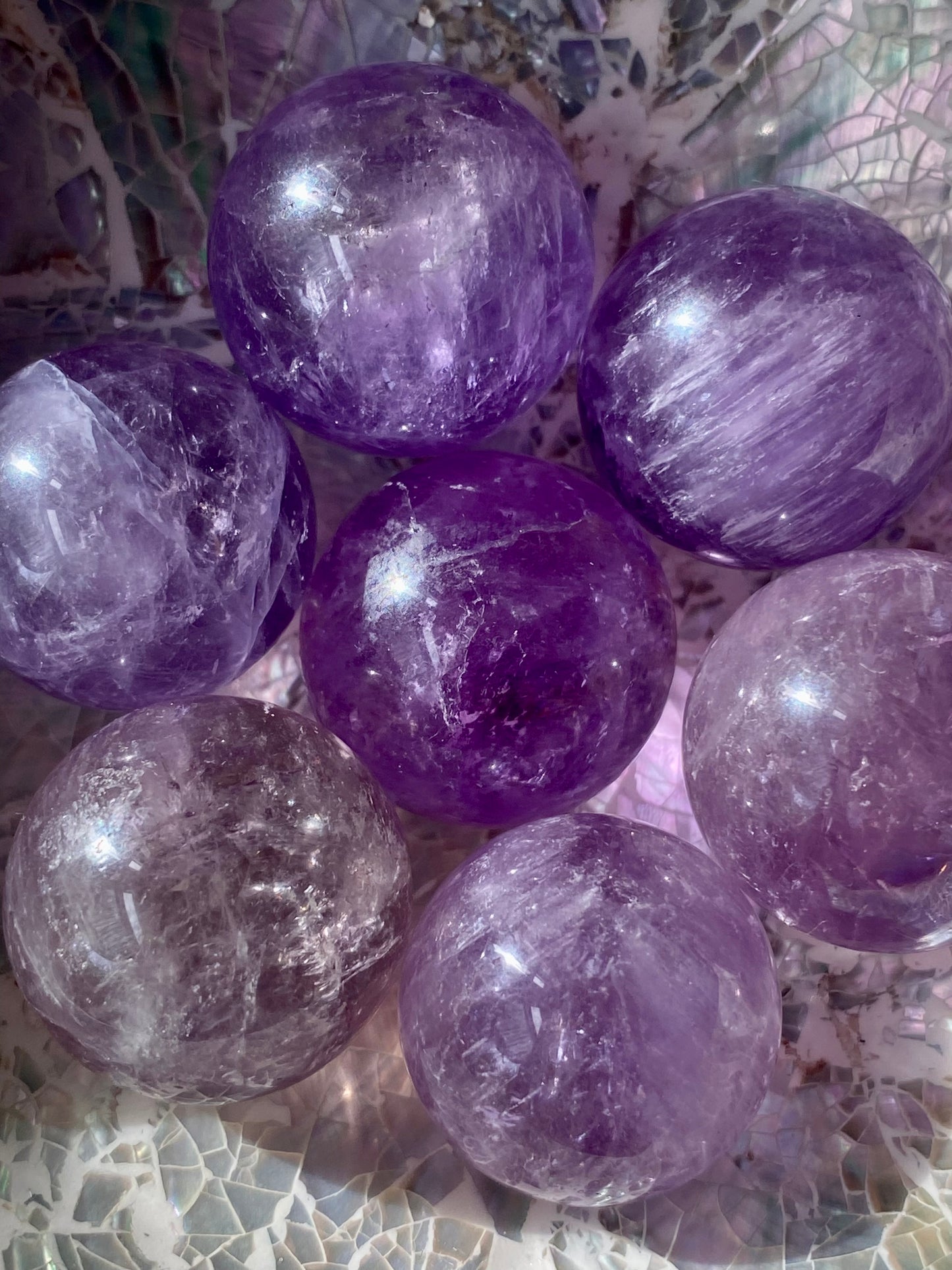 Deep Purple Amethyst mini spheres (intuitively chosen)