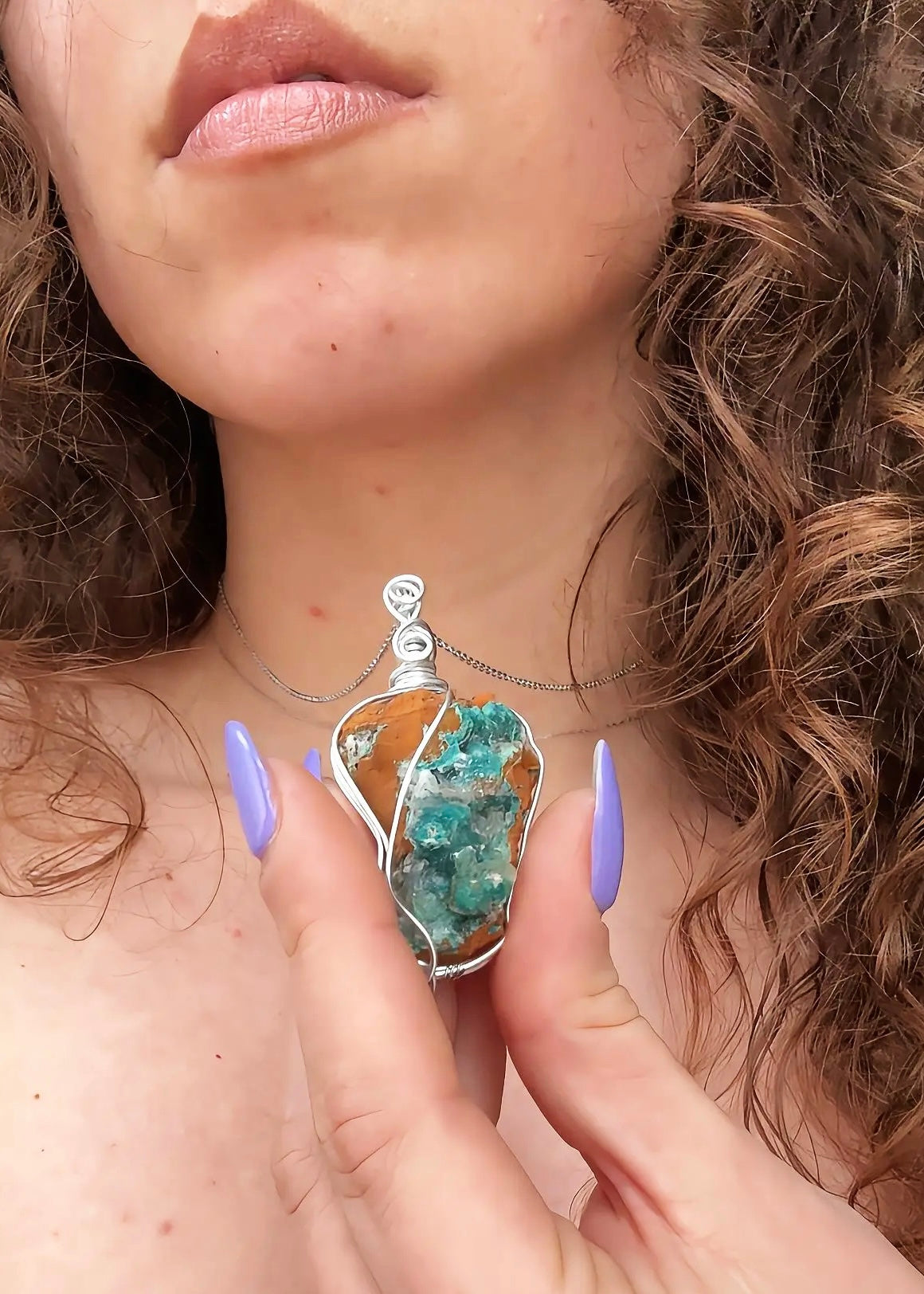 Wire wrapped Rosasite pendant