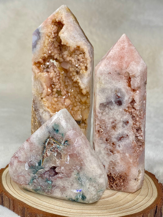 Pink Amethyst Towers and flame set