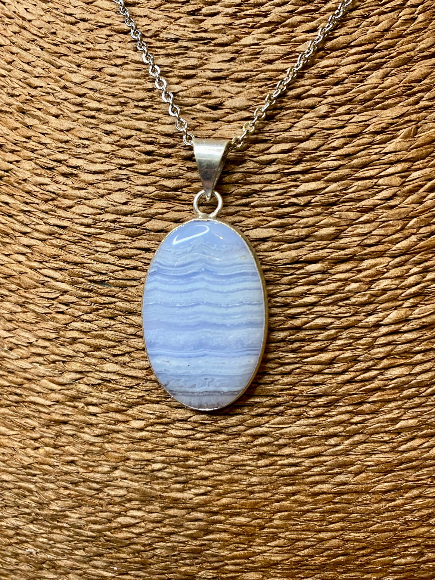 Blue Lace Agate Silver plated brass pendants (Silver 925 coated brass)