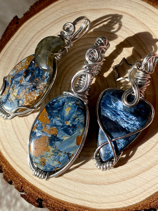 Wire wrapped rare high grade  Pietersite pendants