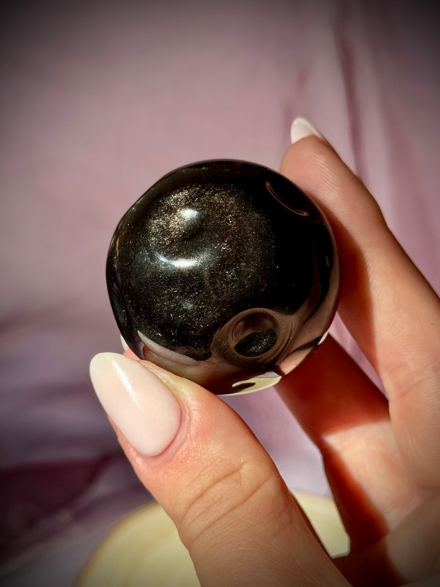Silver Sheen Obsidian Full Moon Spheres