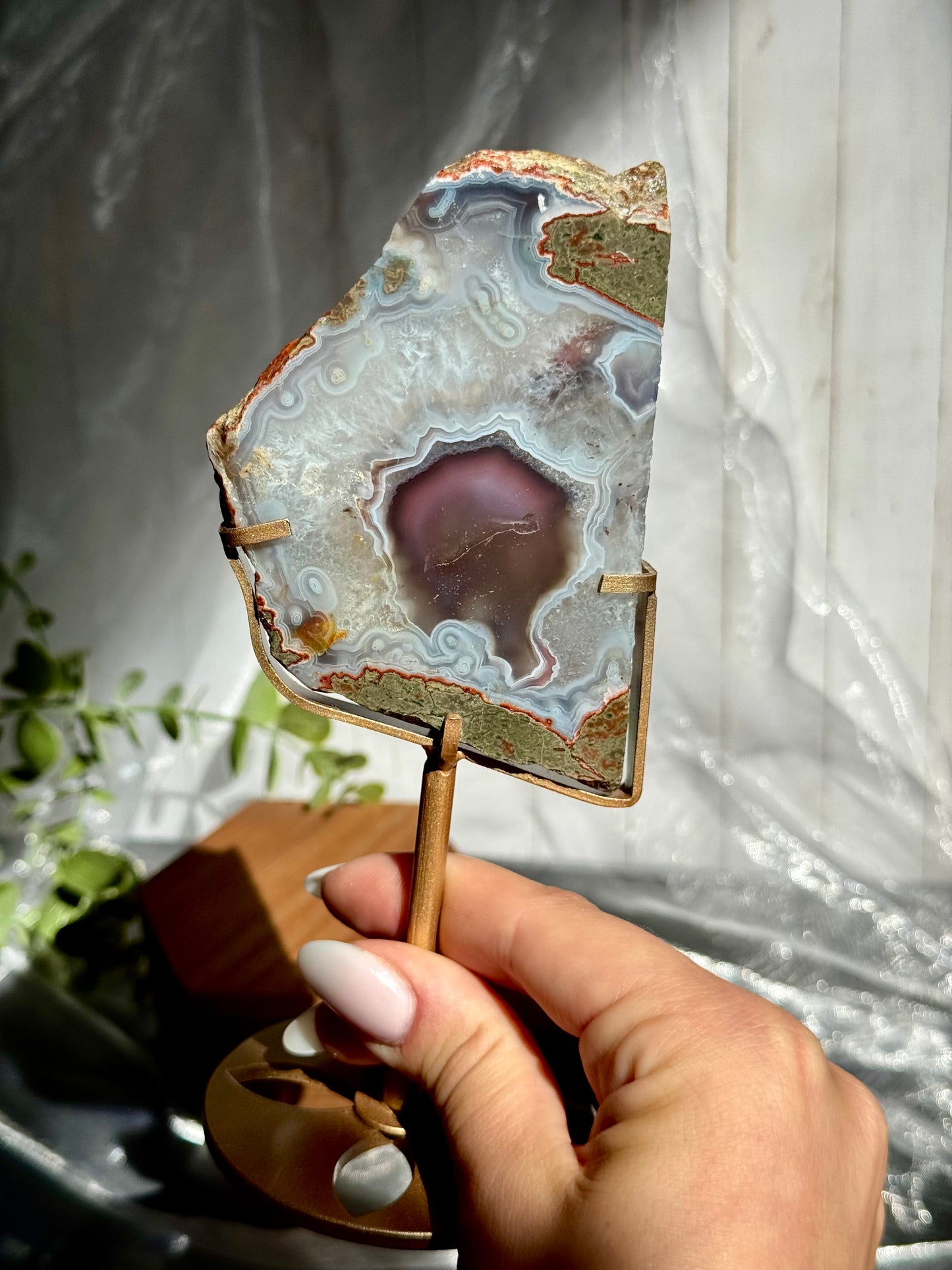 Swazi Agate slabs on stand - Mozambique