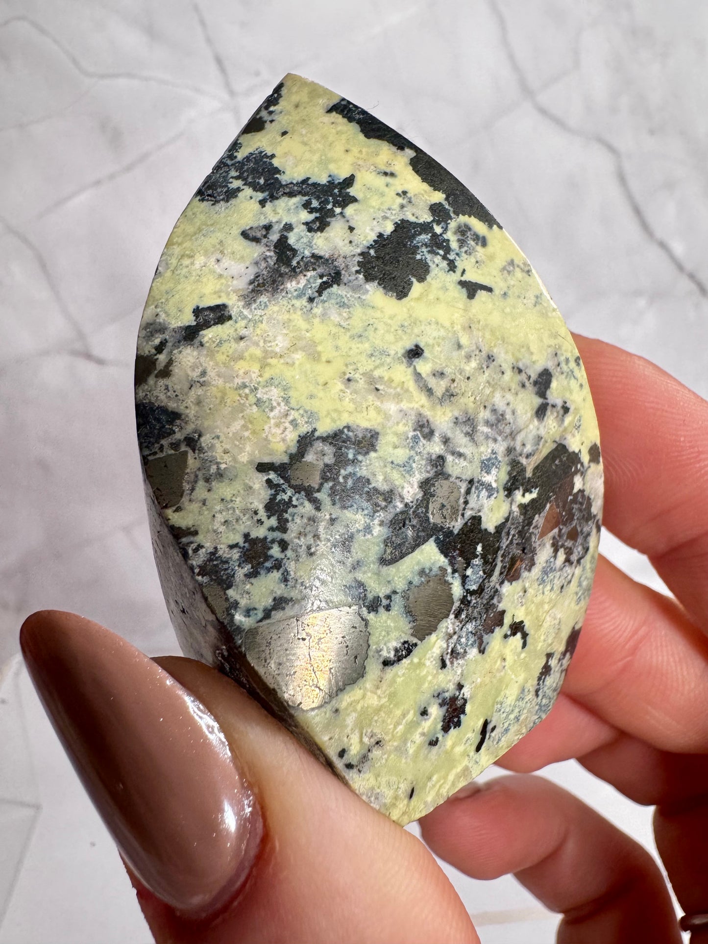 Pyrite in Serpentine | Flames from Peru