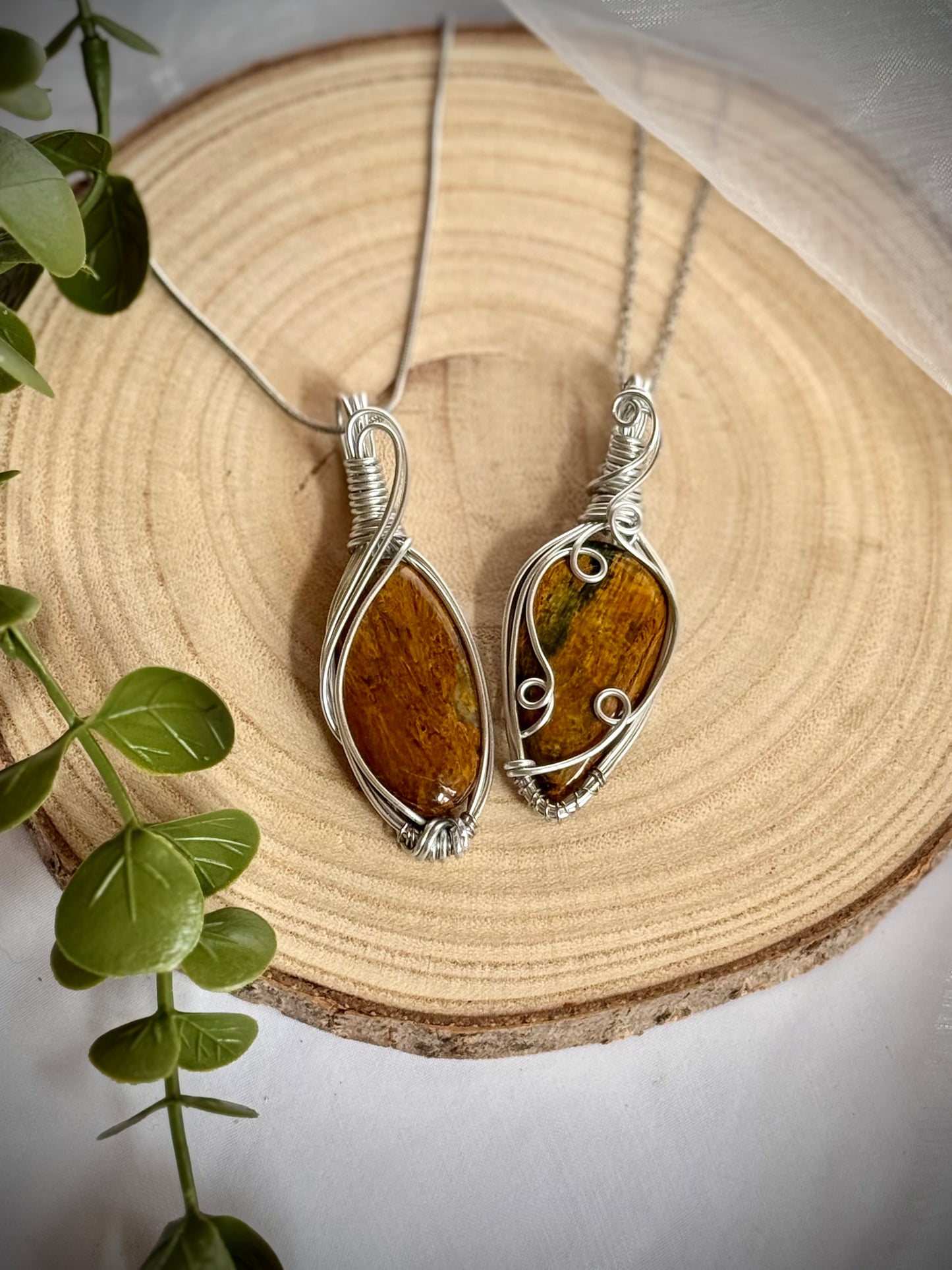 Wire wrapped Pietersite pendants