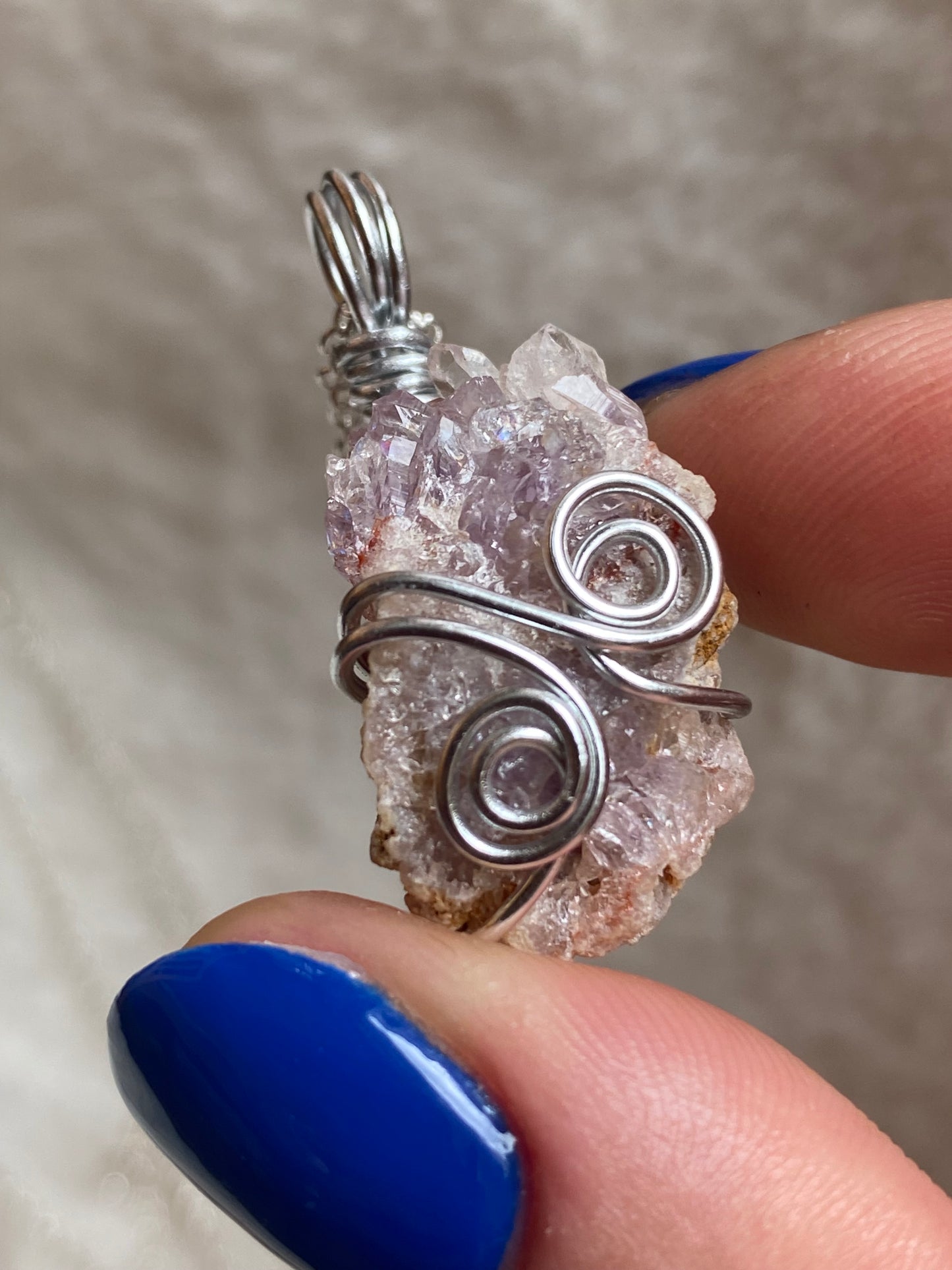 Wire wrapped Pink Amethyst Pendants