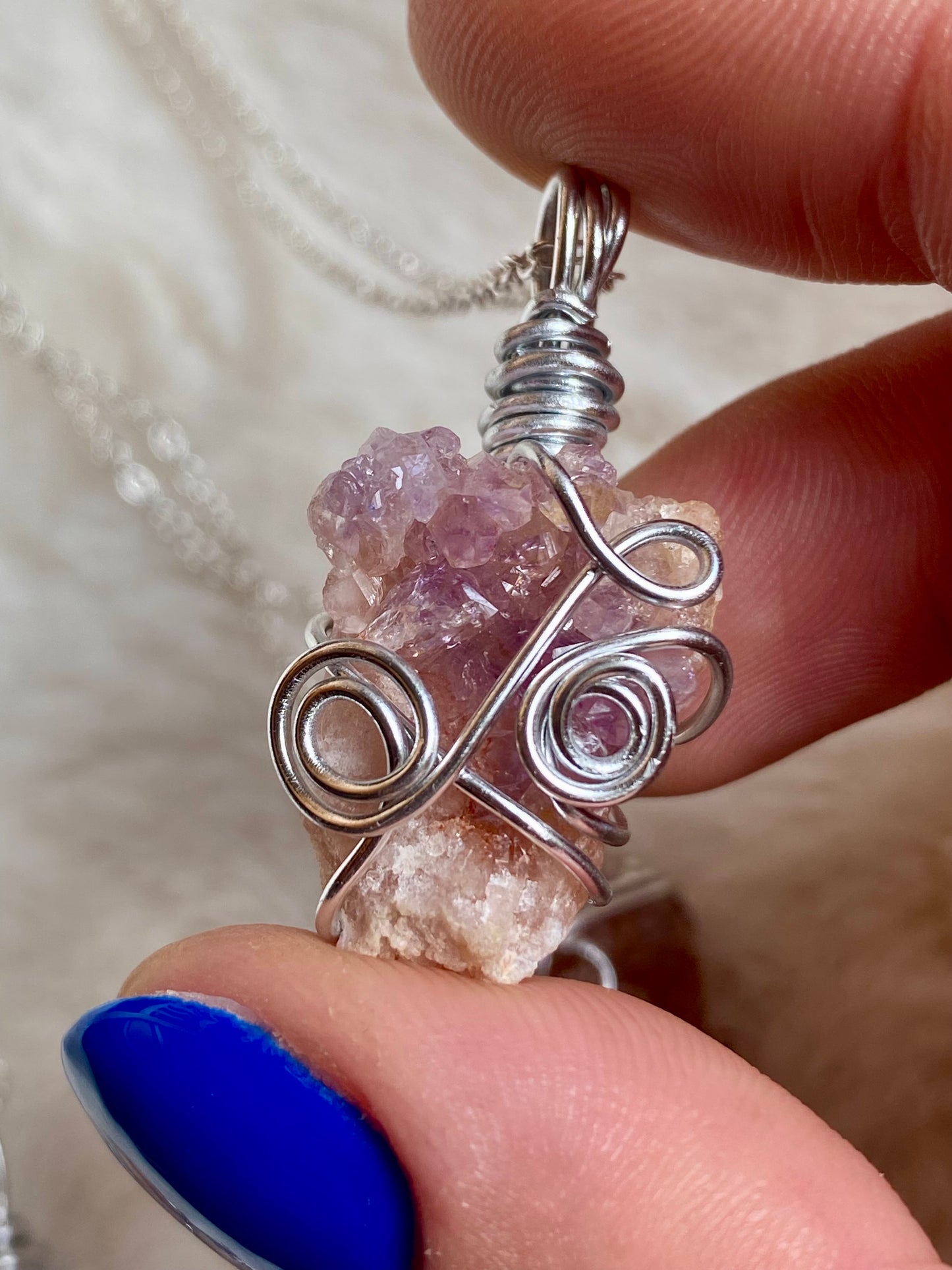 Wire wrapped Pink Amethyst Pendants