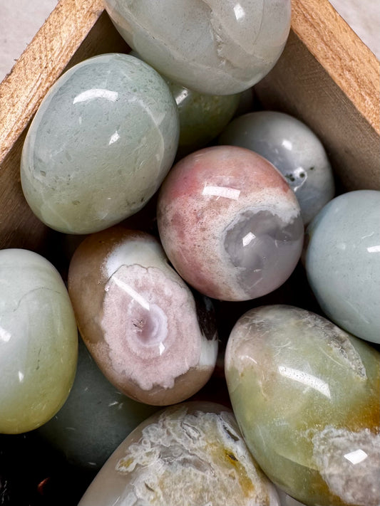 Green Flower Agate Tumble stones | Intuitively chosen