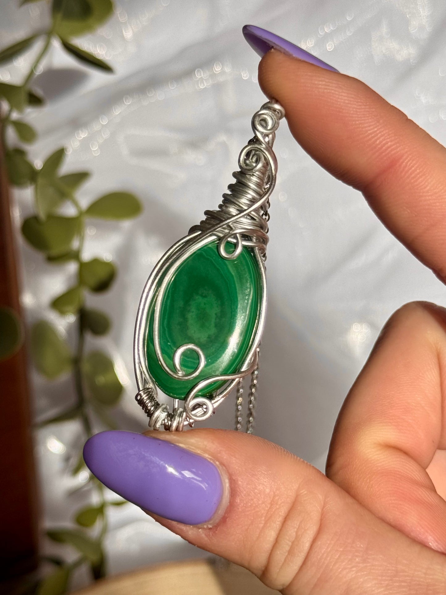 Wire wrapped Malachite pendant