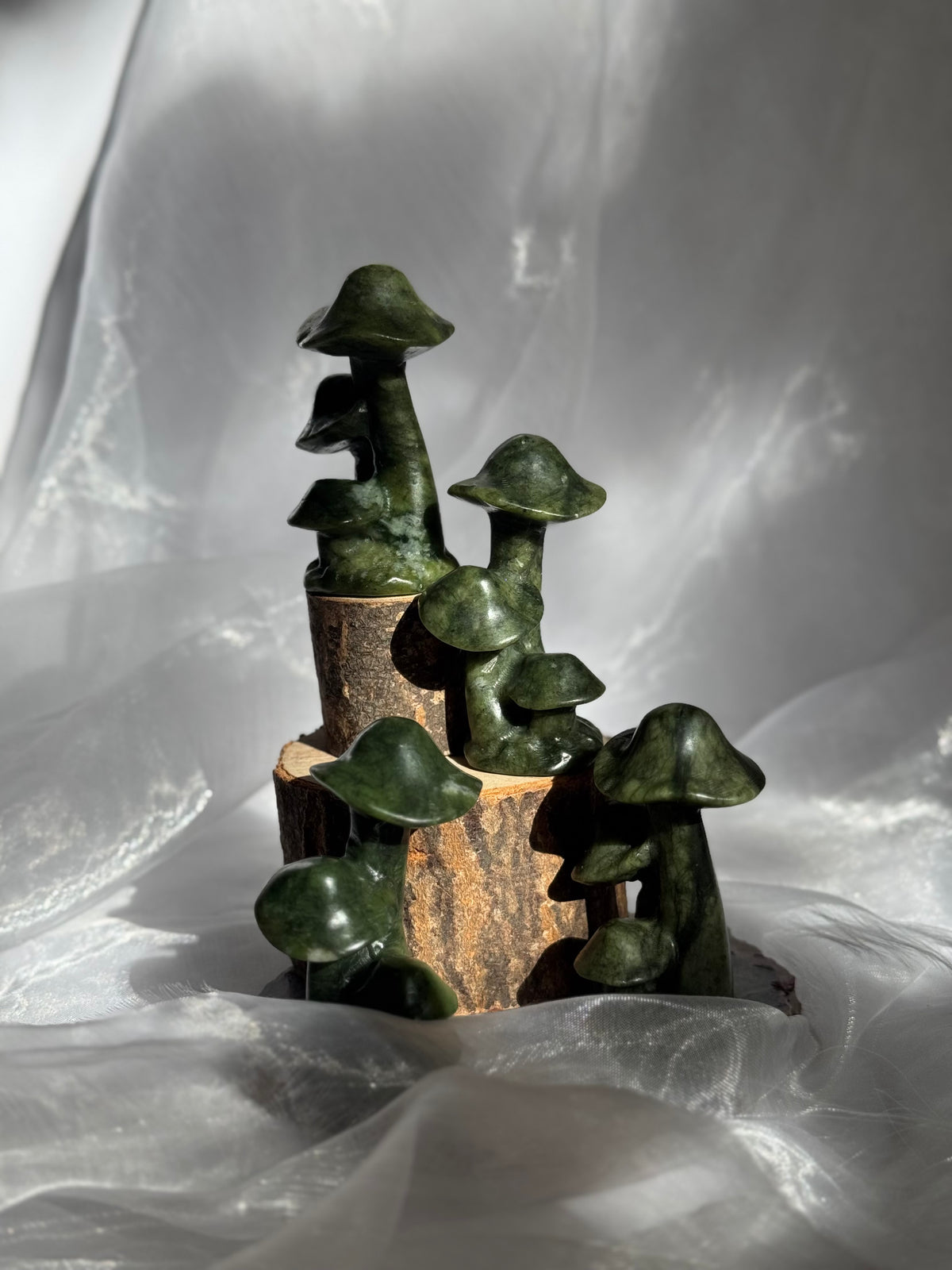 Green Jade whimsical mushrooms