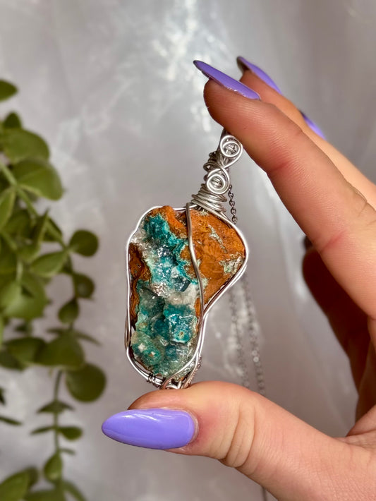 Wire wrapped Rosasite pendant