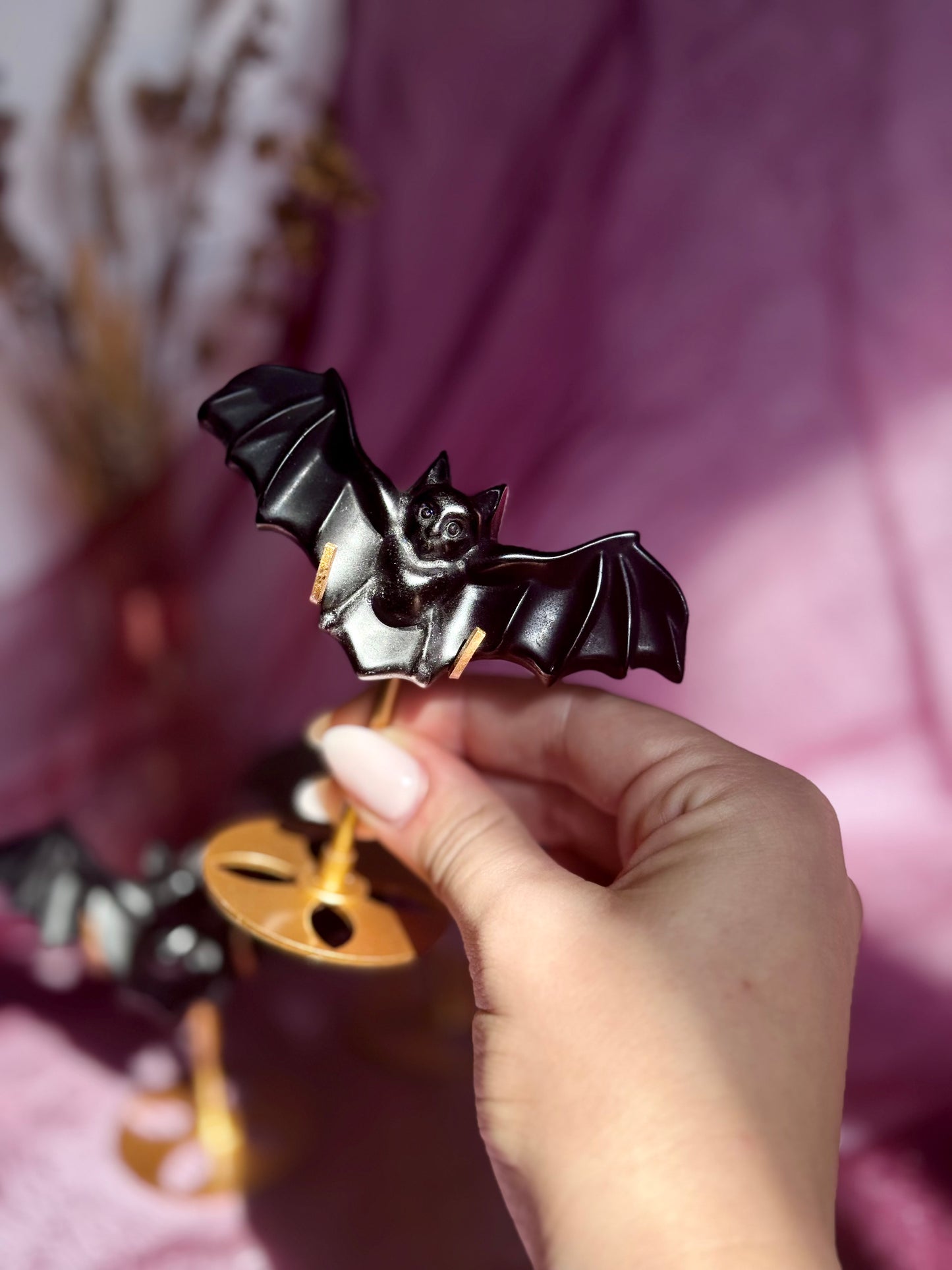 Black Obsidian Bats on stand