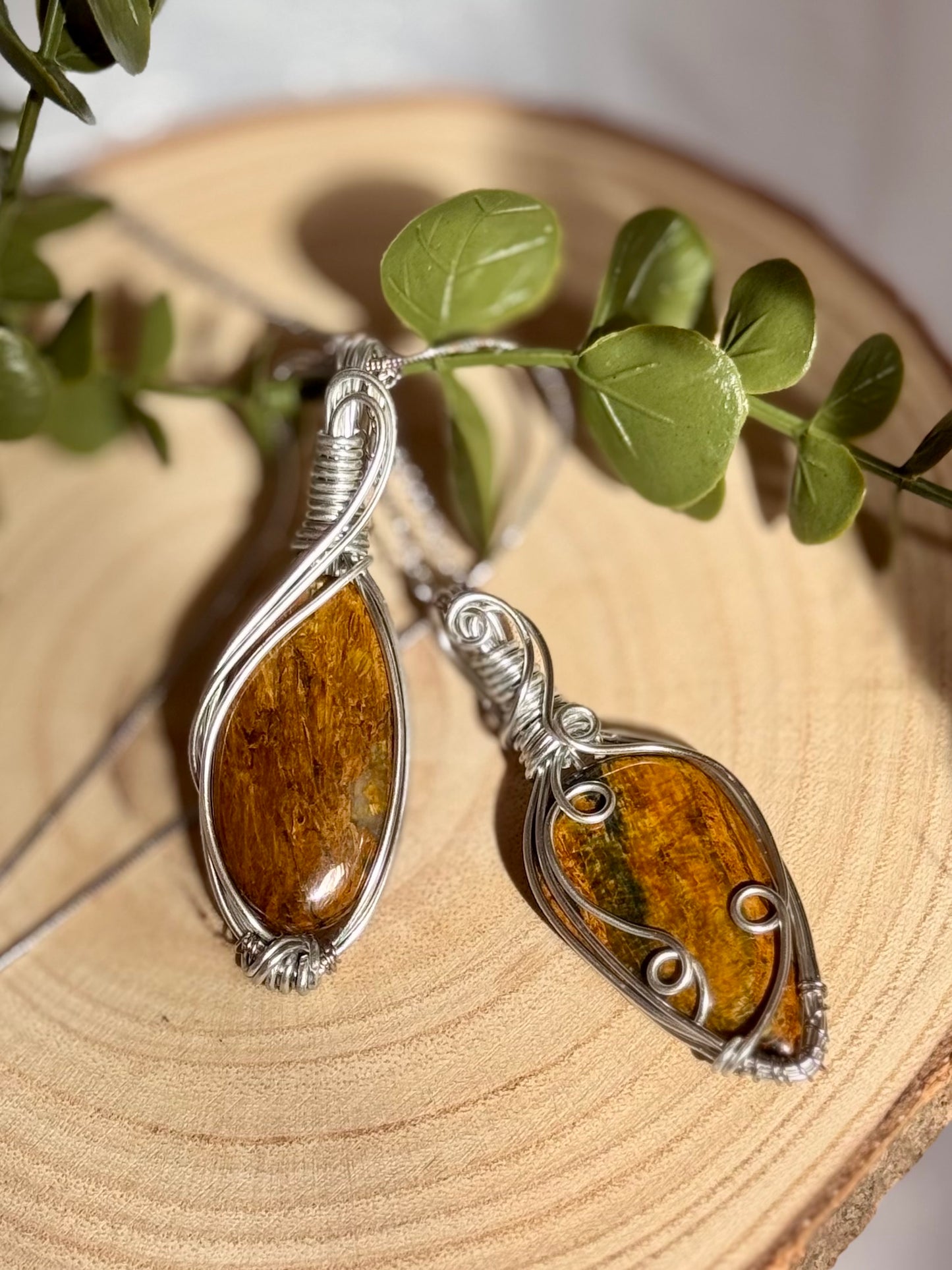 Wire wrapped Pietersite pendants