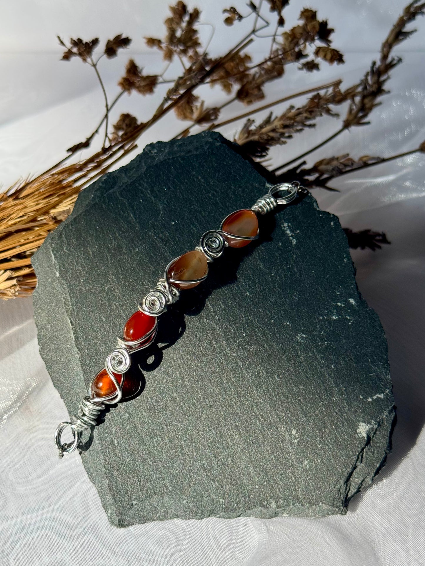 Wire wrapped Carnelian Bracelet and pendants set