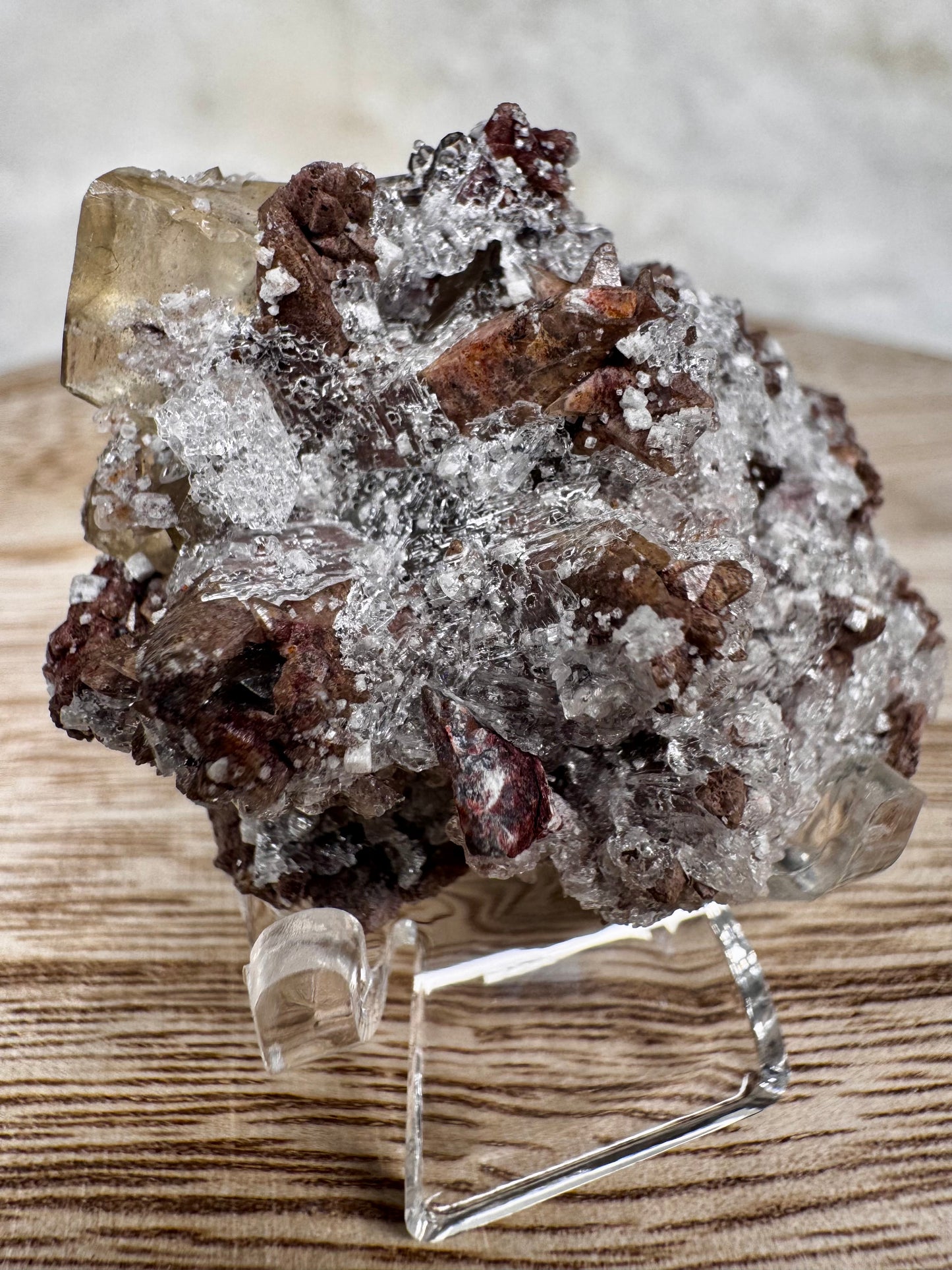 Rare Dogtooth Calcite with Selenite and Yellow Fluorite from Mexico